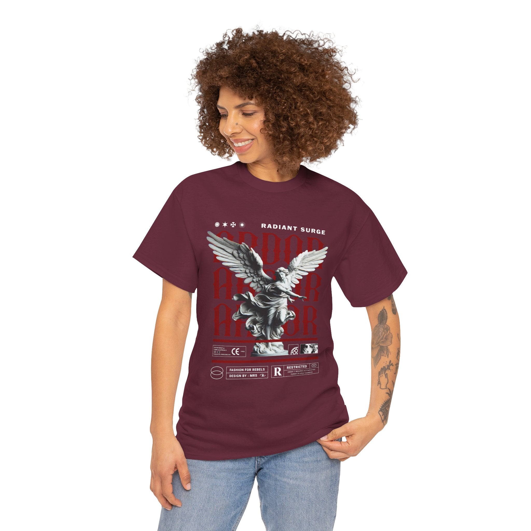 "Divine Angel" - Gothic Black & White T-Shirt Design