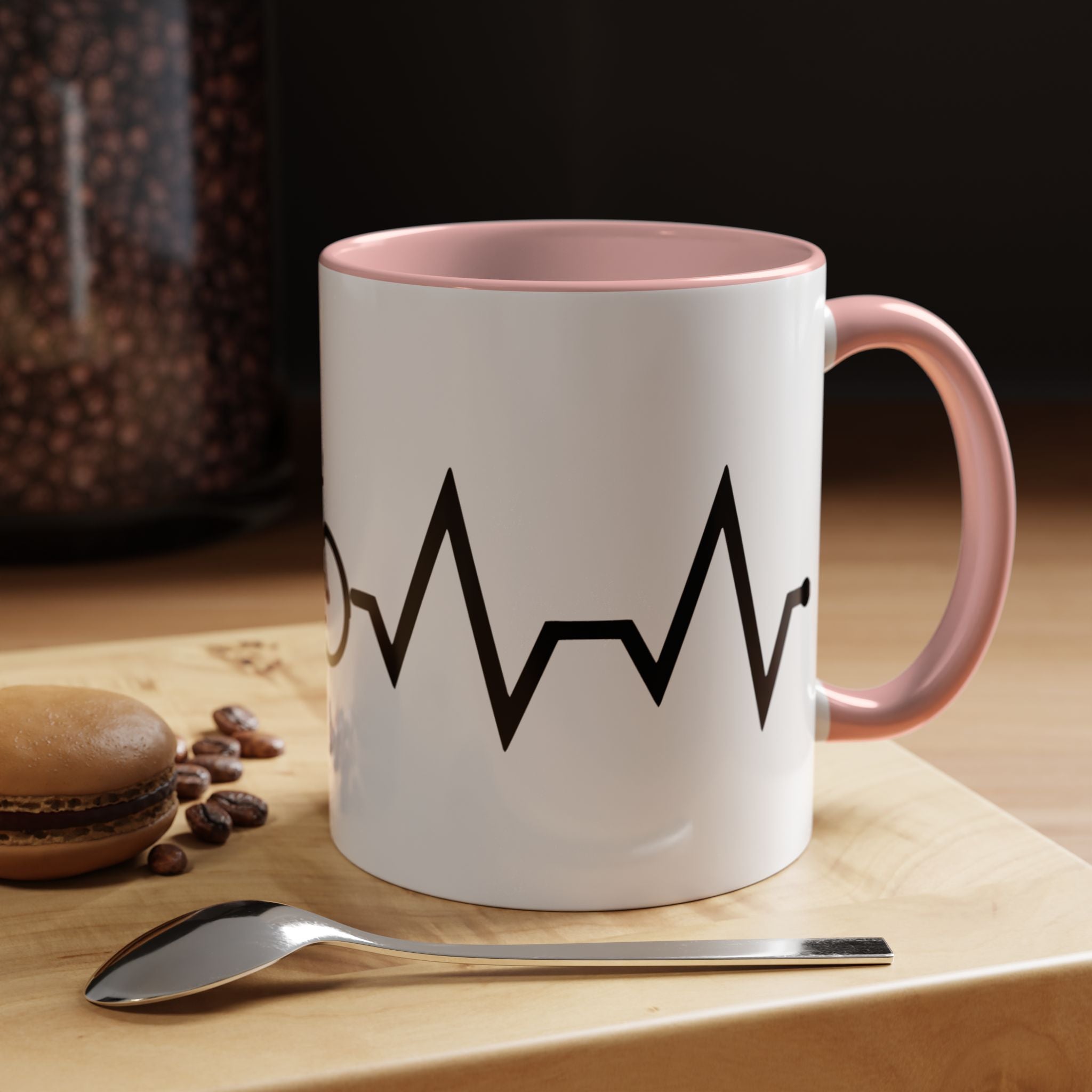 Cycling Lifeline Coffee Mug – 11oz & 15oz Bicycle Heartbeat Design, Colorful Interior