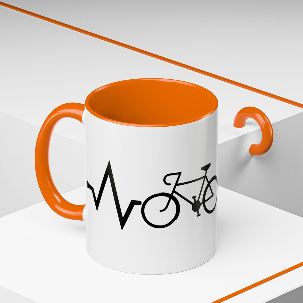 Cycling Lifeline Coffee Mug – 11oz & 15oz Bicycle Heartbeat Design, Colorful Interior