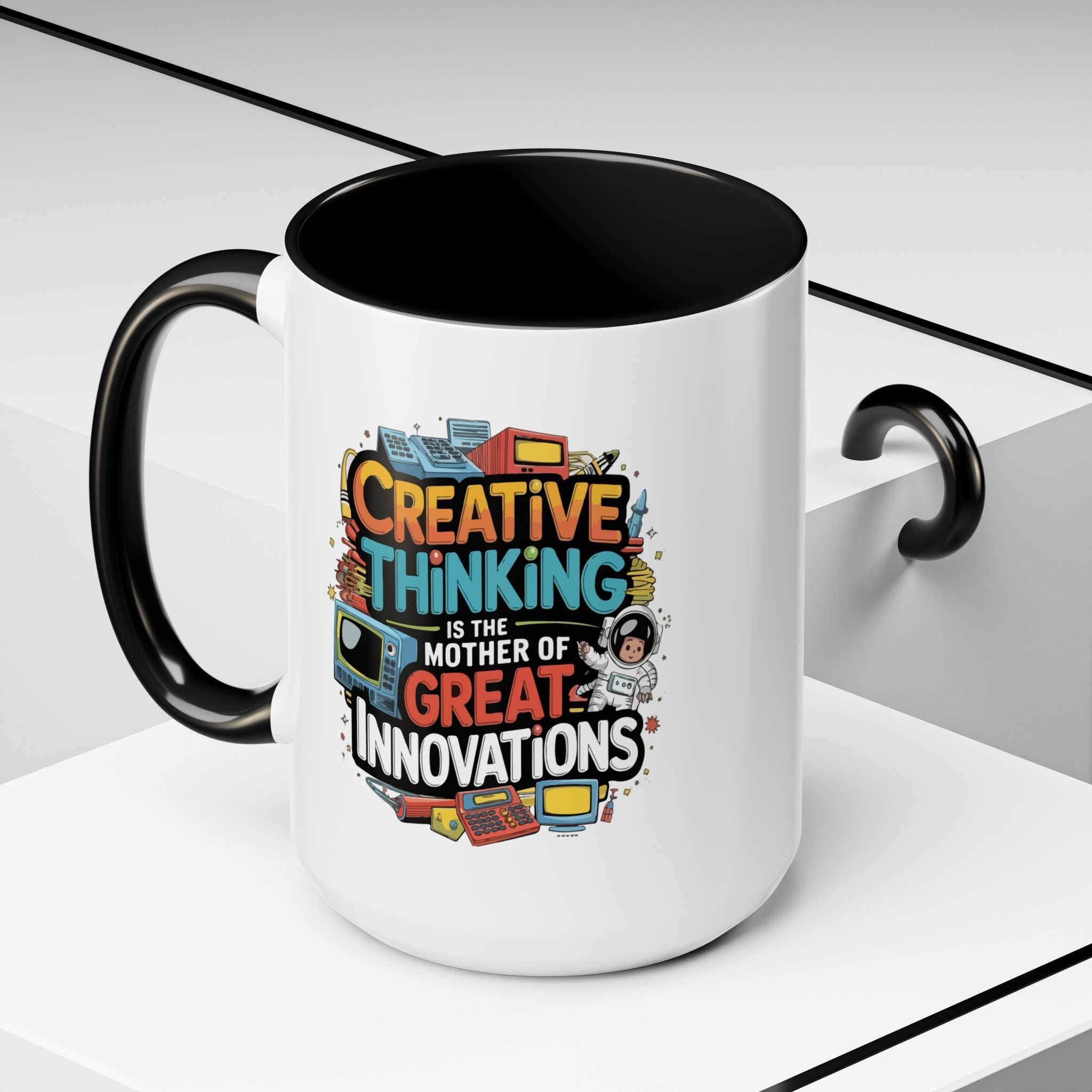 Creative Thinking Coffee Mug – 11oz Inspirational Quote, Colorful Interior