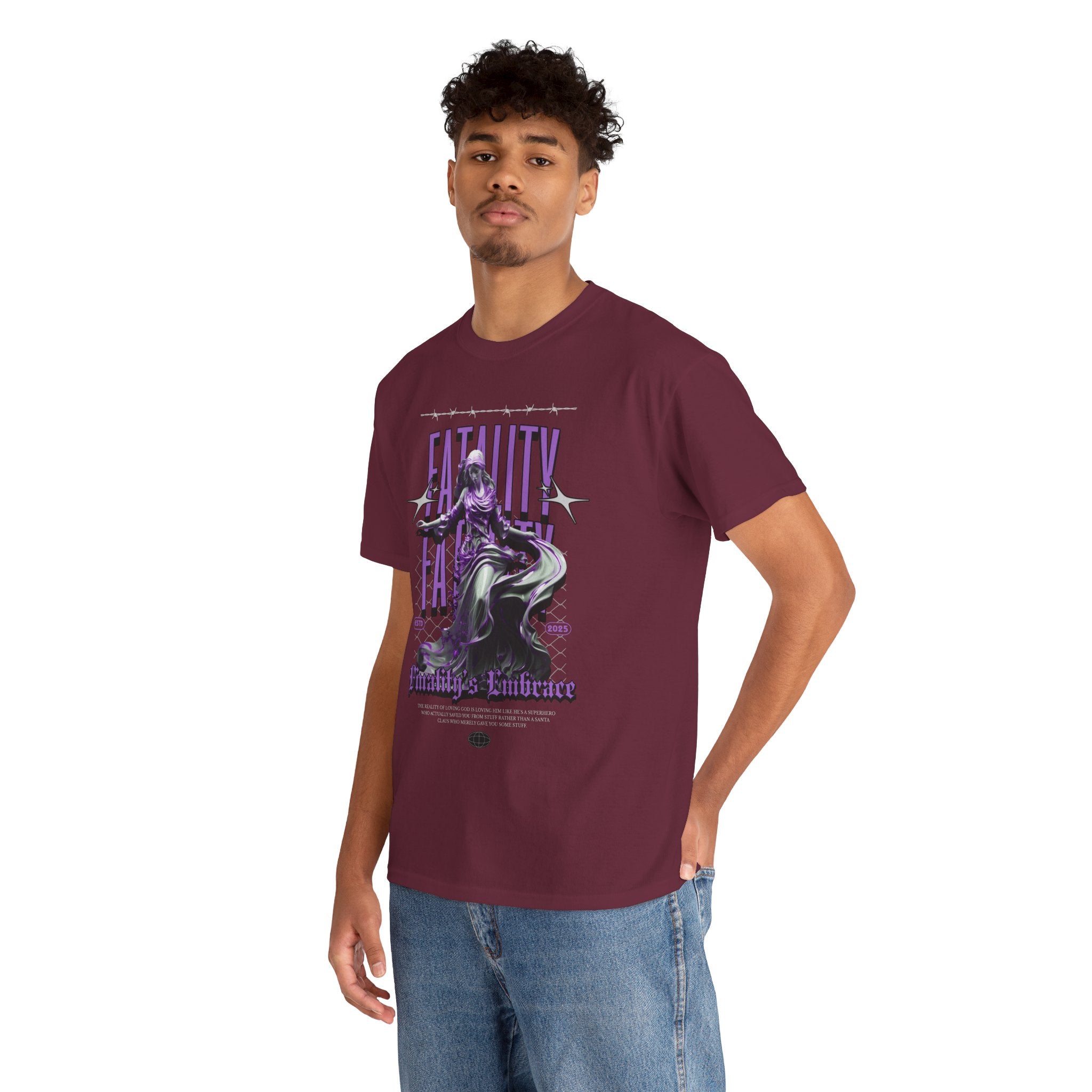 "Fatality's Embrace" Flowing Violet Statue - Gothic Digital Art