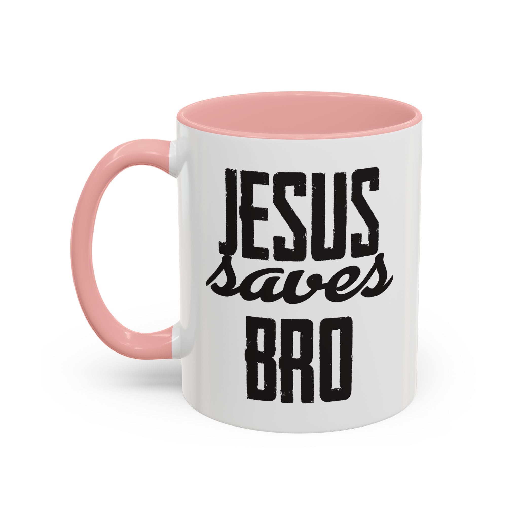 Christian Coffee Mug – 11oz & 15oz Jesus Saves Bro Quote, Colorful Interior
