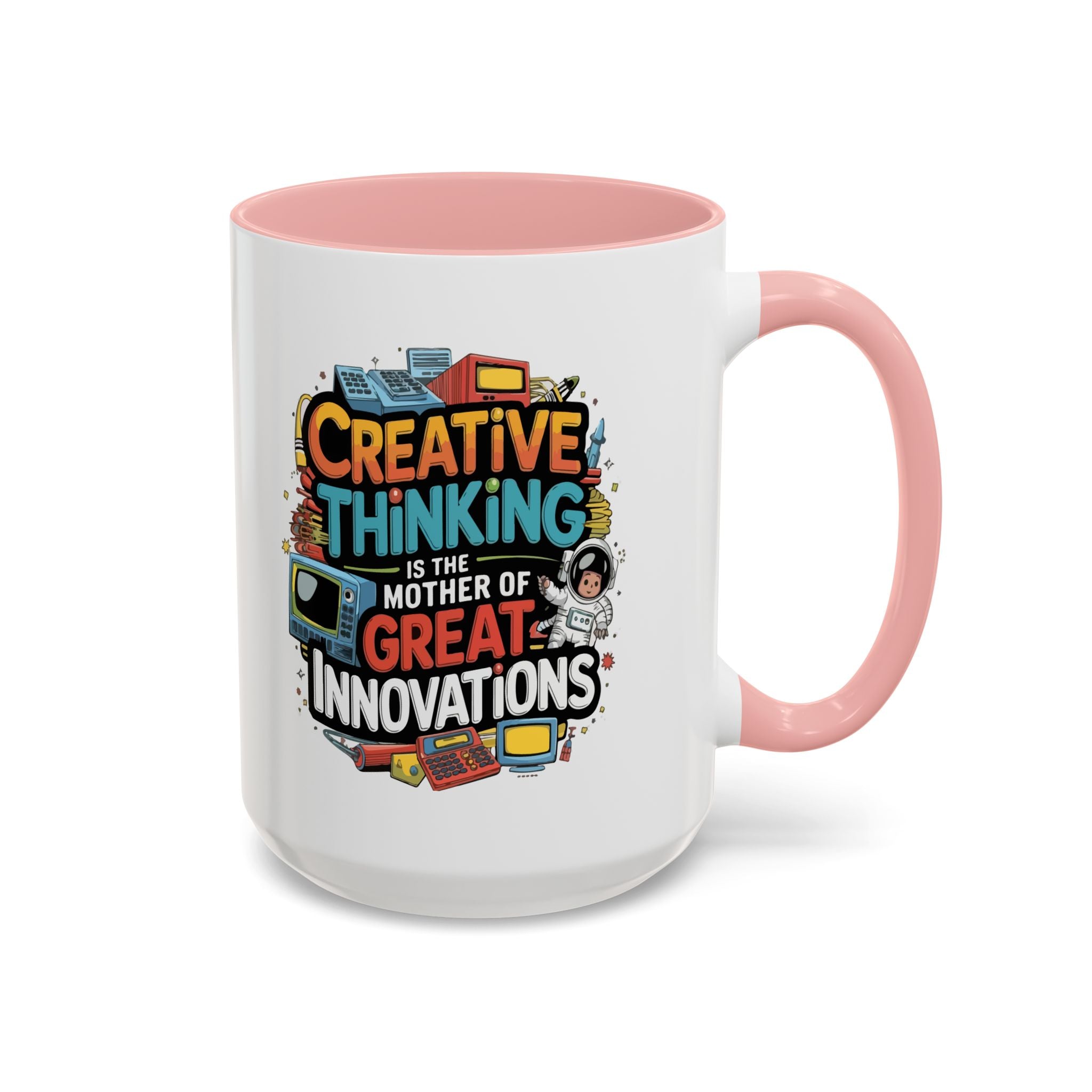Creative Thinking Coffee Mug – 11oz Inspirational Quote, Colorful Interior