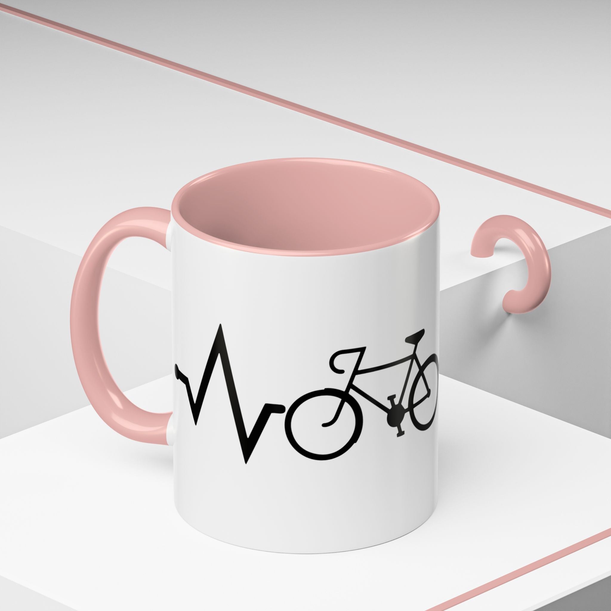 Cycling Lifeline Coffee Mug – 11oz & 15oz Bicycle Heartbeat Design, Colorful Interior