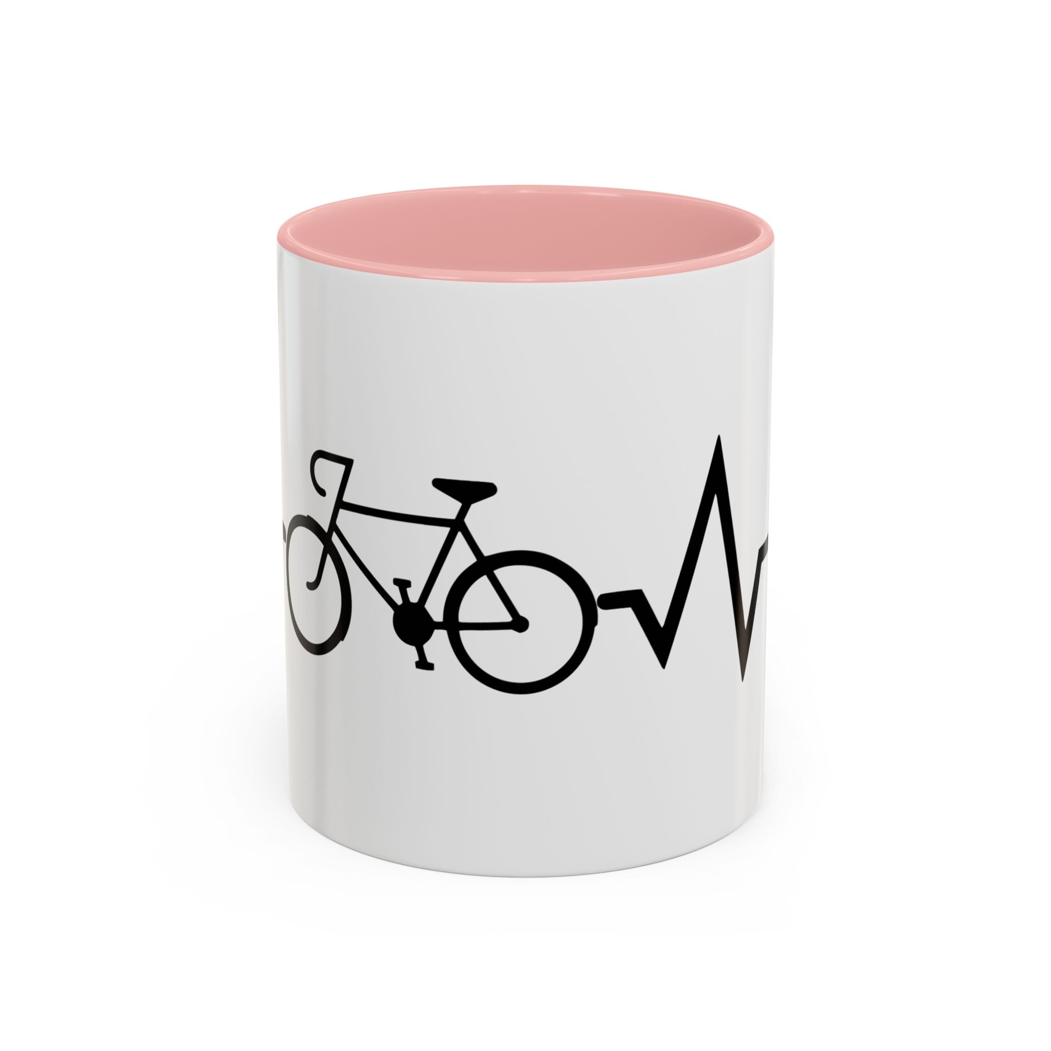 Cycling Lifeline Coffee Mug – 11oz & 15oz Bicycle Heartbeat Design, Colorful Interior