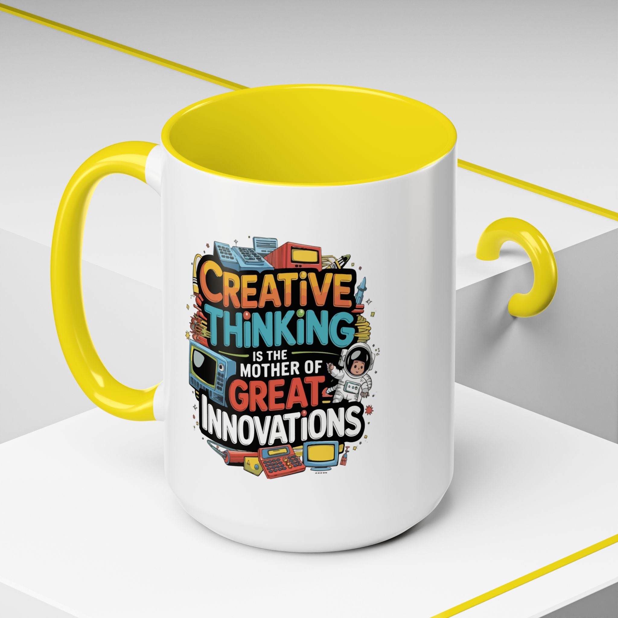 Creative Thinking Coffee Mug – 11oz Inspirational Quote, Colorful Interior