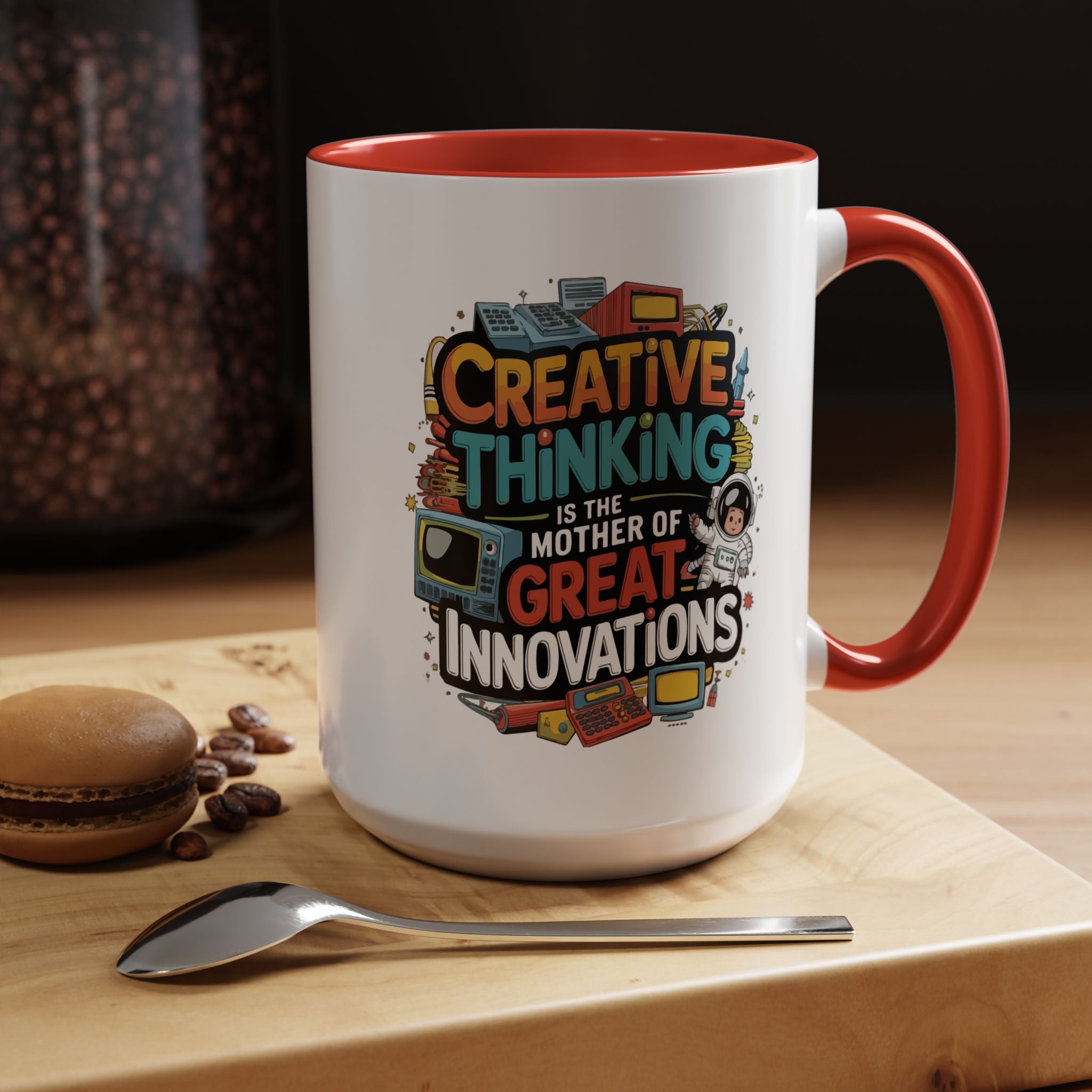 Creative Thinking Coffee Mug – 11oz Inspirational Quote, Colorful Interior