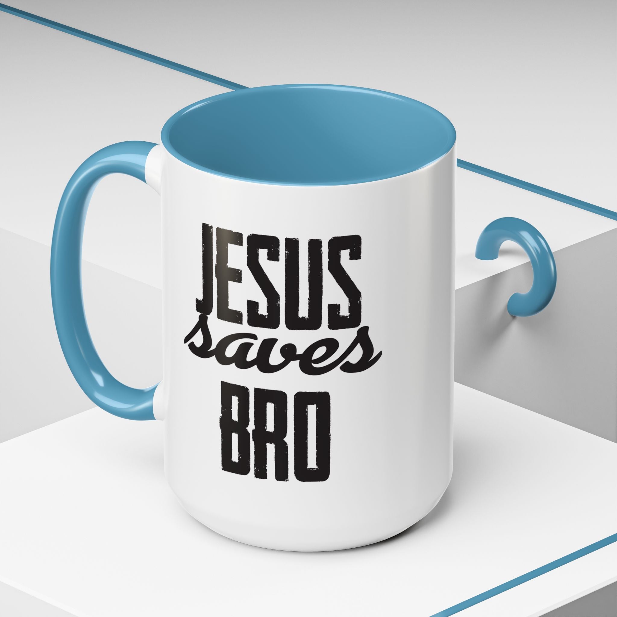 Christian Coffee Mug – 11oz & 15oz Jesus Saves Bro Quote, Colorful Interior