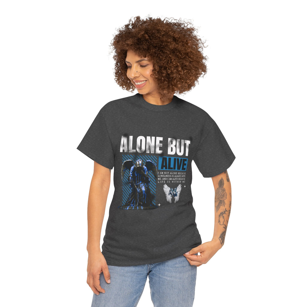 Alone but Alive" Dark Angel Statue with Blue Accents - Digital Art