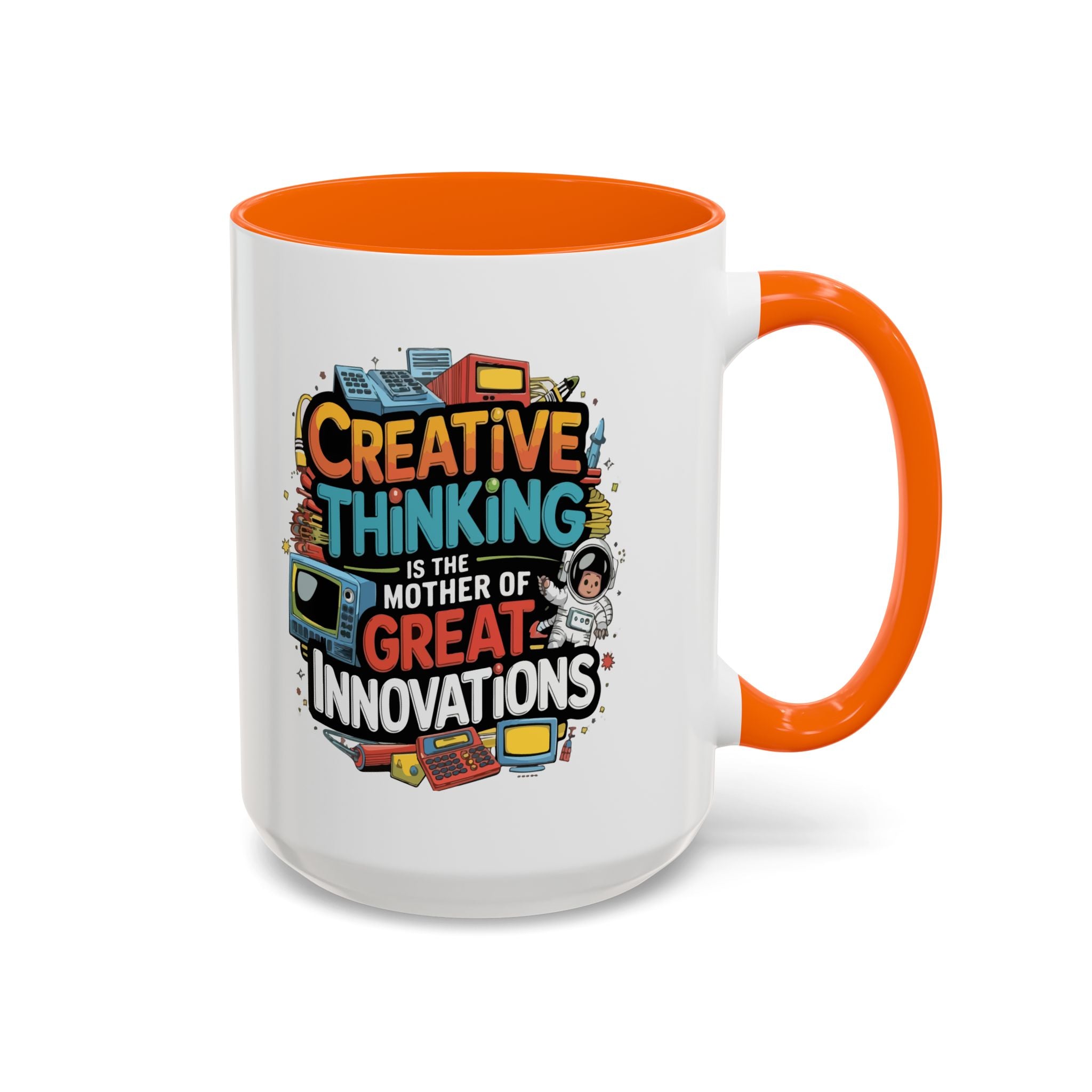 Creative Thinking Coffee Mug – 11oz Inspirational Quote, Colorful Interior