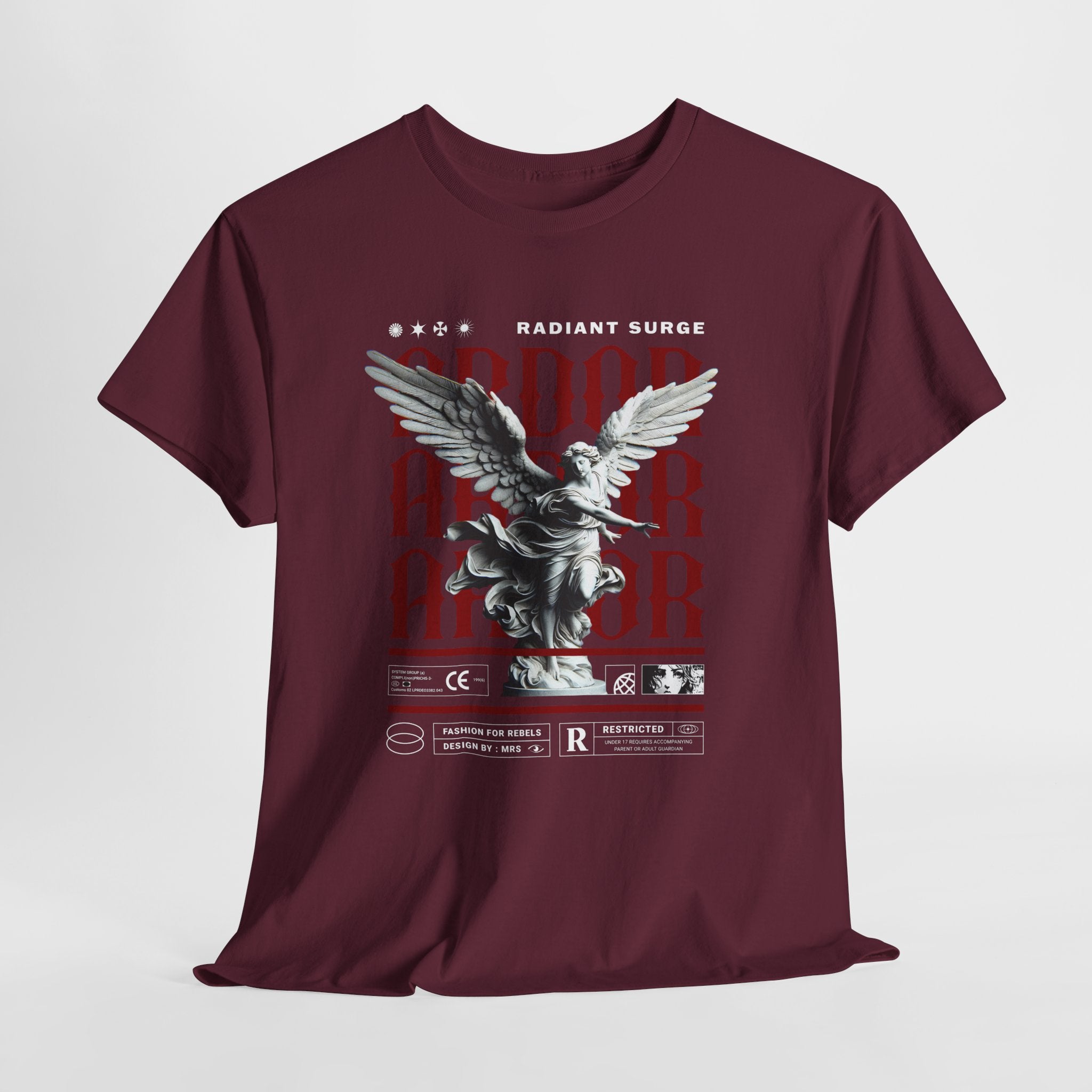 "Divine Angel" - Gothic Black & White T-Shirt Design