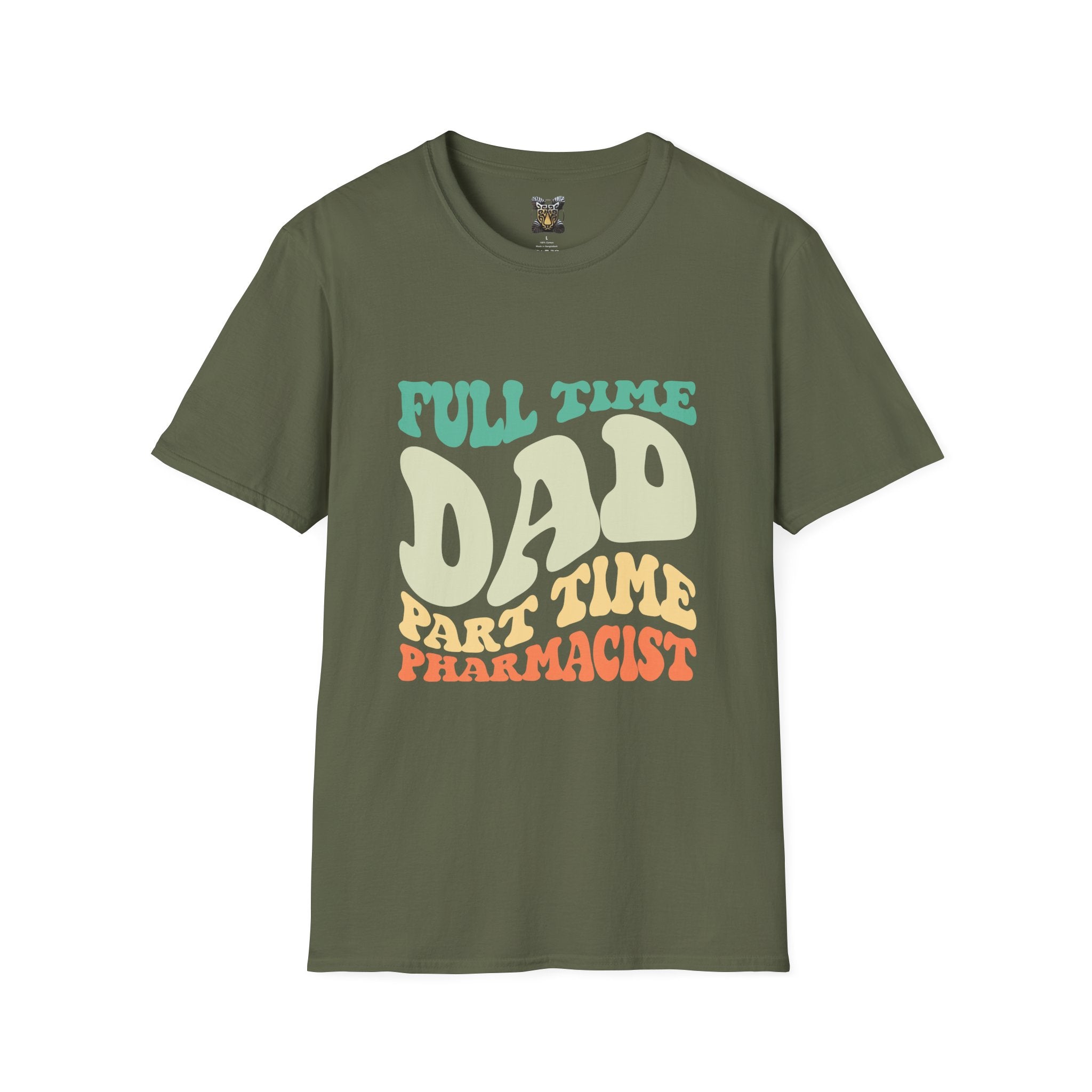 Funny Dad T-Shirt – “Full-Time Dad, Part-Time Pharmacist” Gift for Fathers, Healthcare Workers, and Pharmacy Lovers
