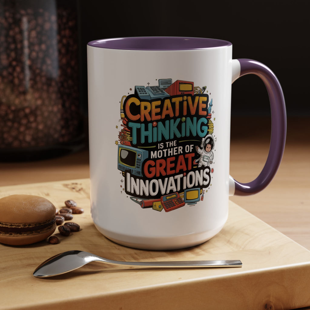 Creative Thinking Coffee Mug – 11oz Inspirational Quote, Colorful Interior