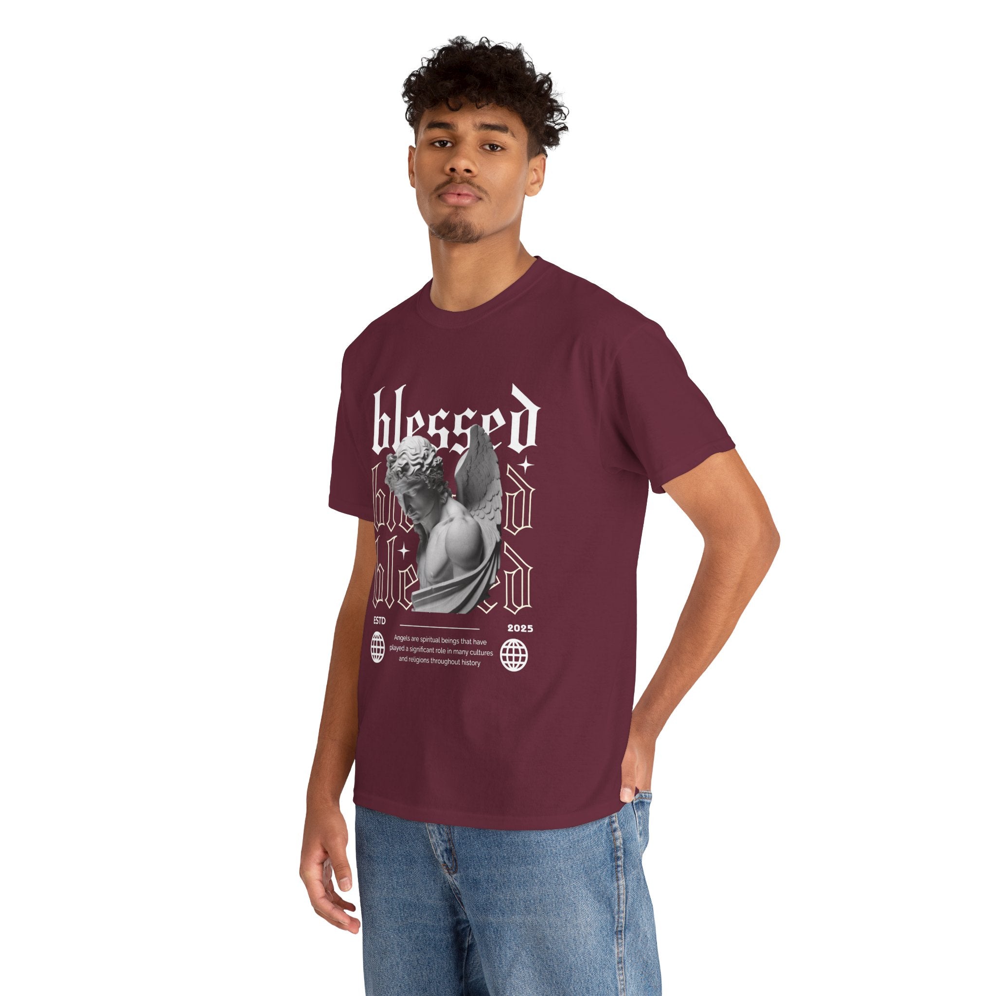 Blessed Guardian: Serene Angelic Sculpture Streetwear