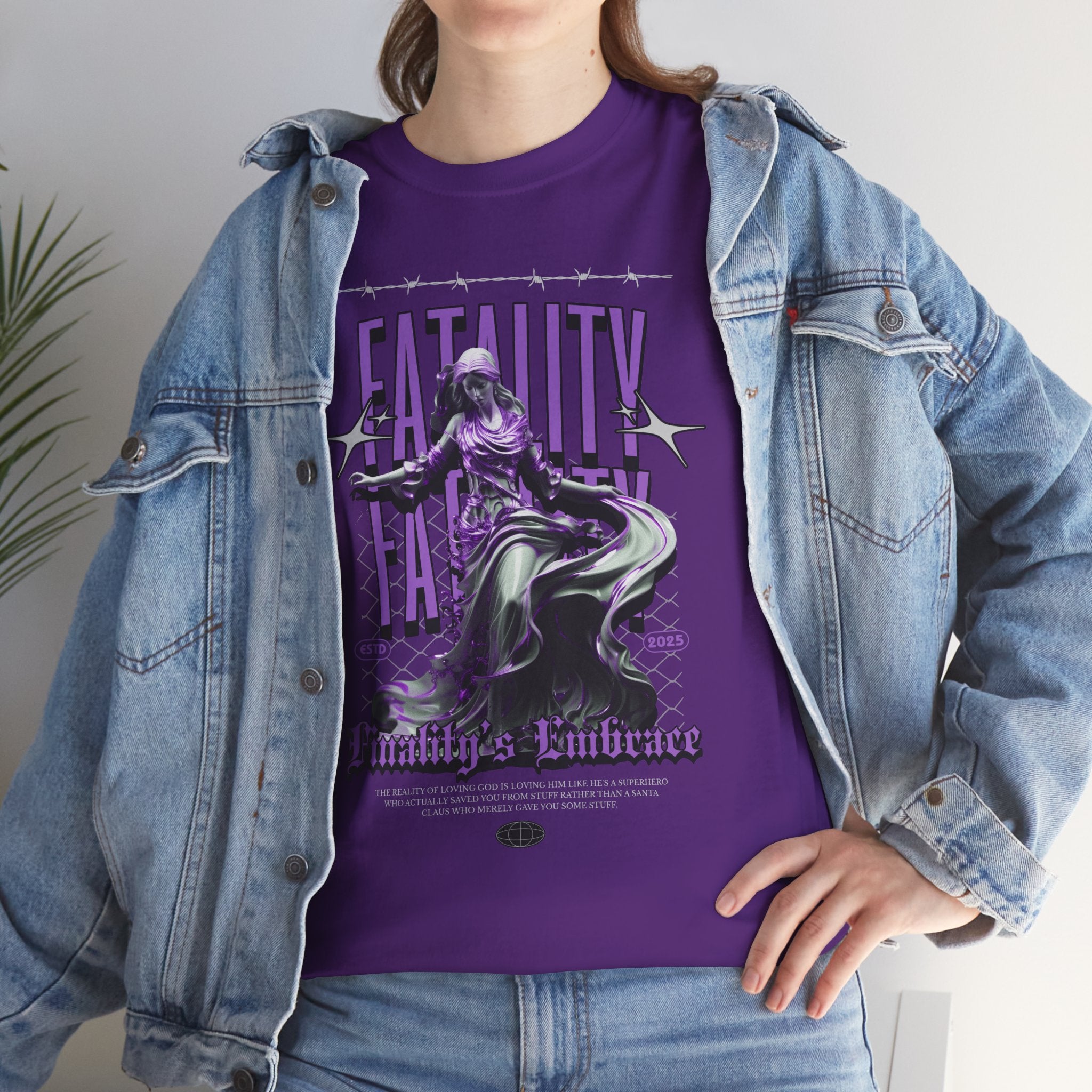 "Fatality's Embrace" Flowing Violet Statue - Gothic Digital Art