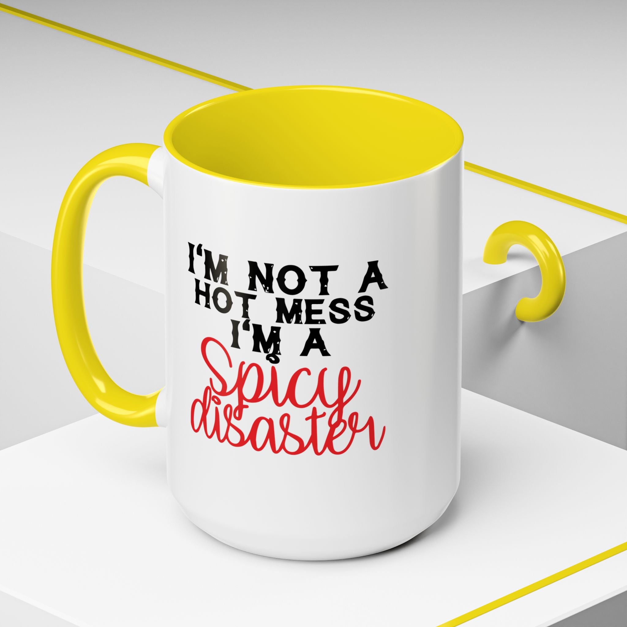 Sassy Coffee Mug – 11oz & 15oz Funny Spicy Disaster Quote, Colorful Interior