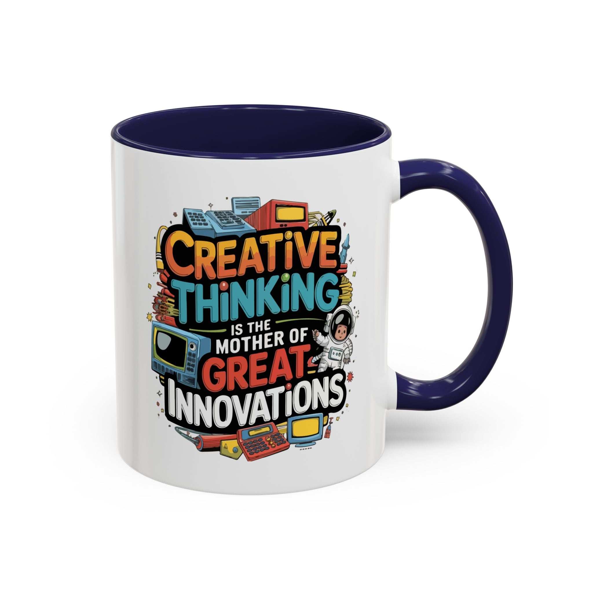 Creative Thinking Coffee Mug – 11oz Inspirational Quote, Colorful Interior