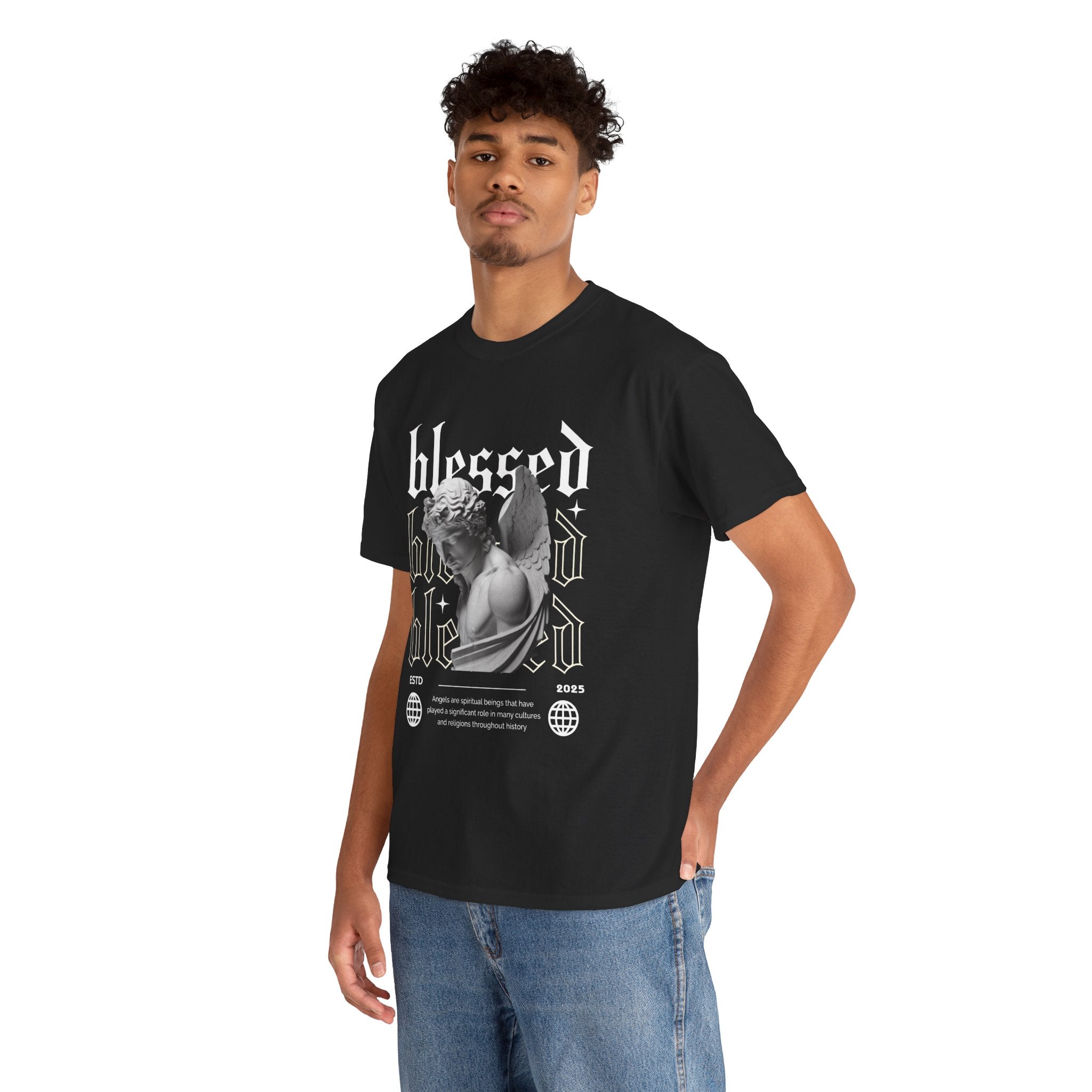 Blessed Guardian: Serene Angelic Sculpture Streetwear