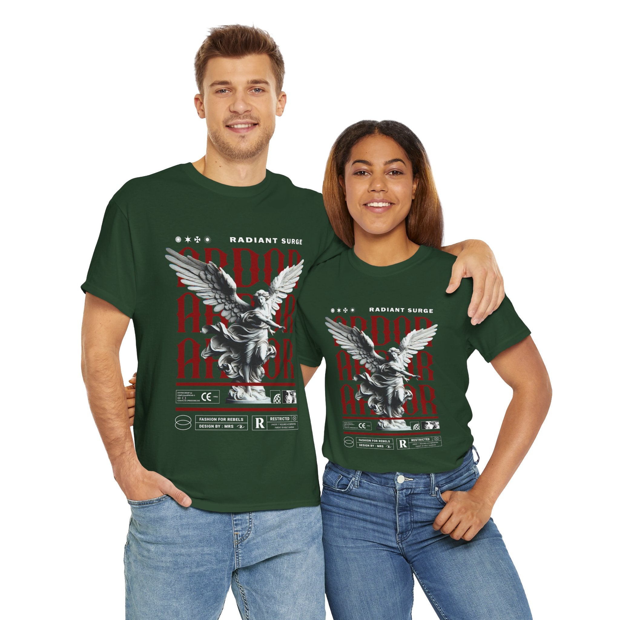 "Divine Angel" - Gothic Black & White T-Shirt Design
