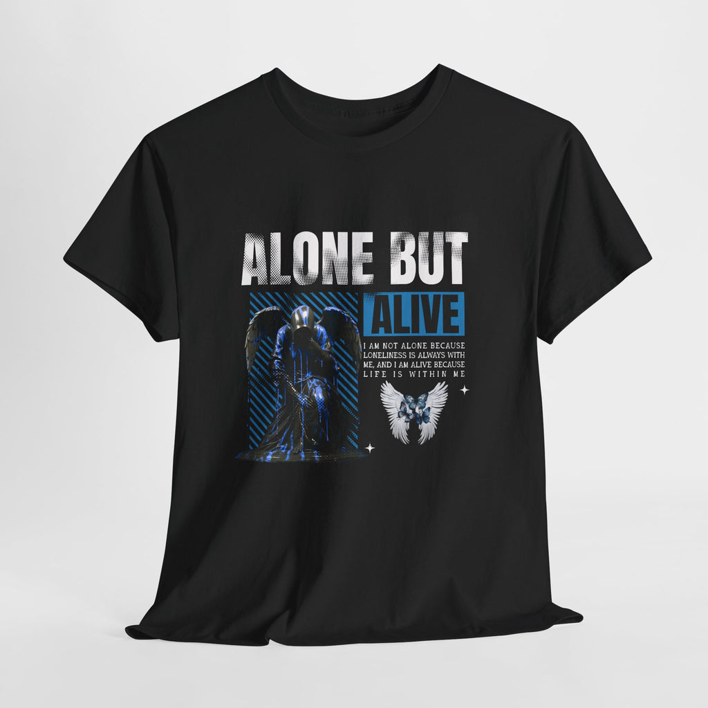 Alone but Alive" Dark Angel Statue with Blue Accents - Digital Art