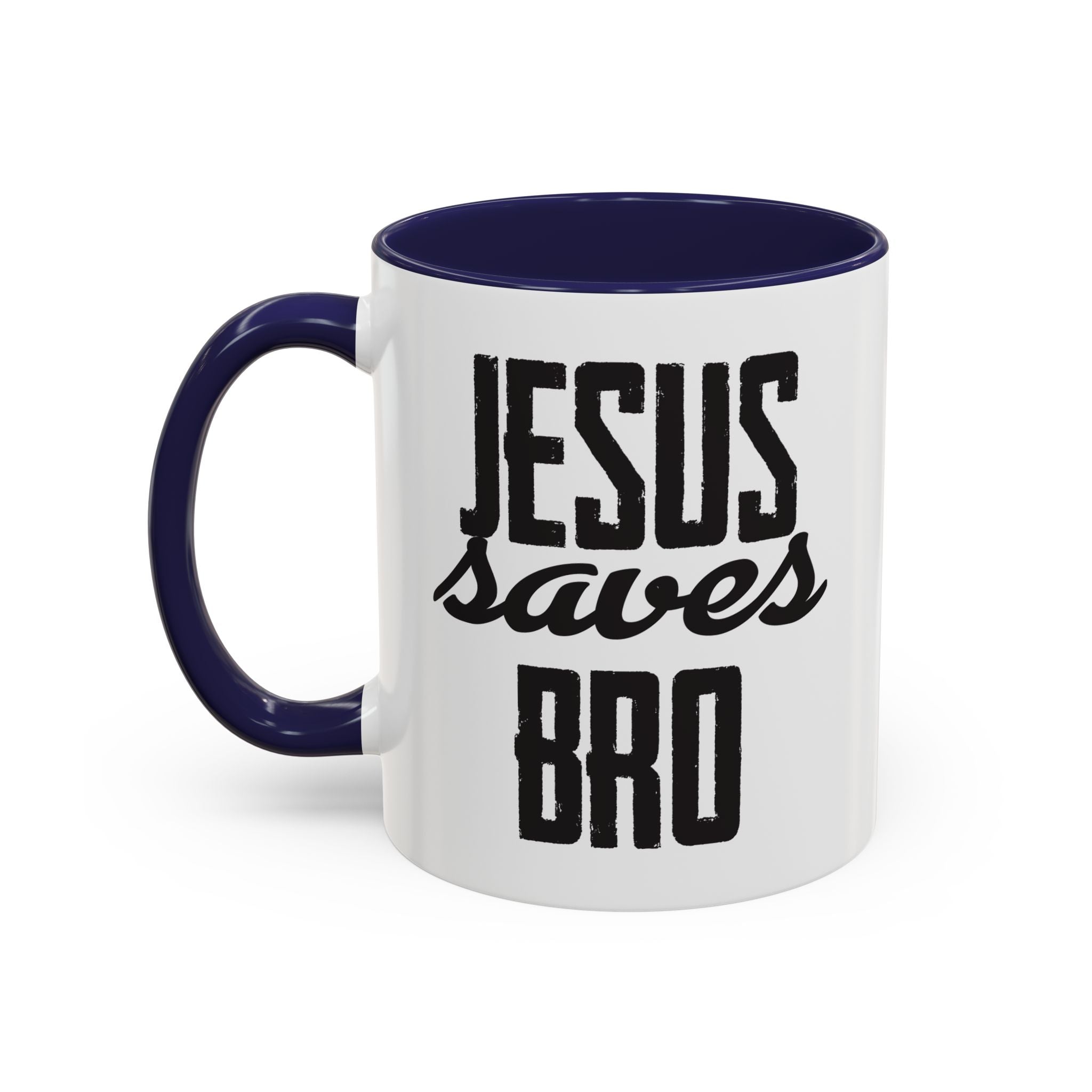 Christian Coffee Mug – 11oz & 15oz Jesus Saves Bro Quote, Colorful Interior