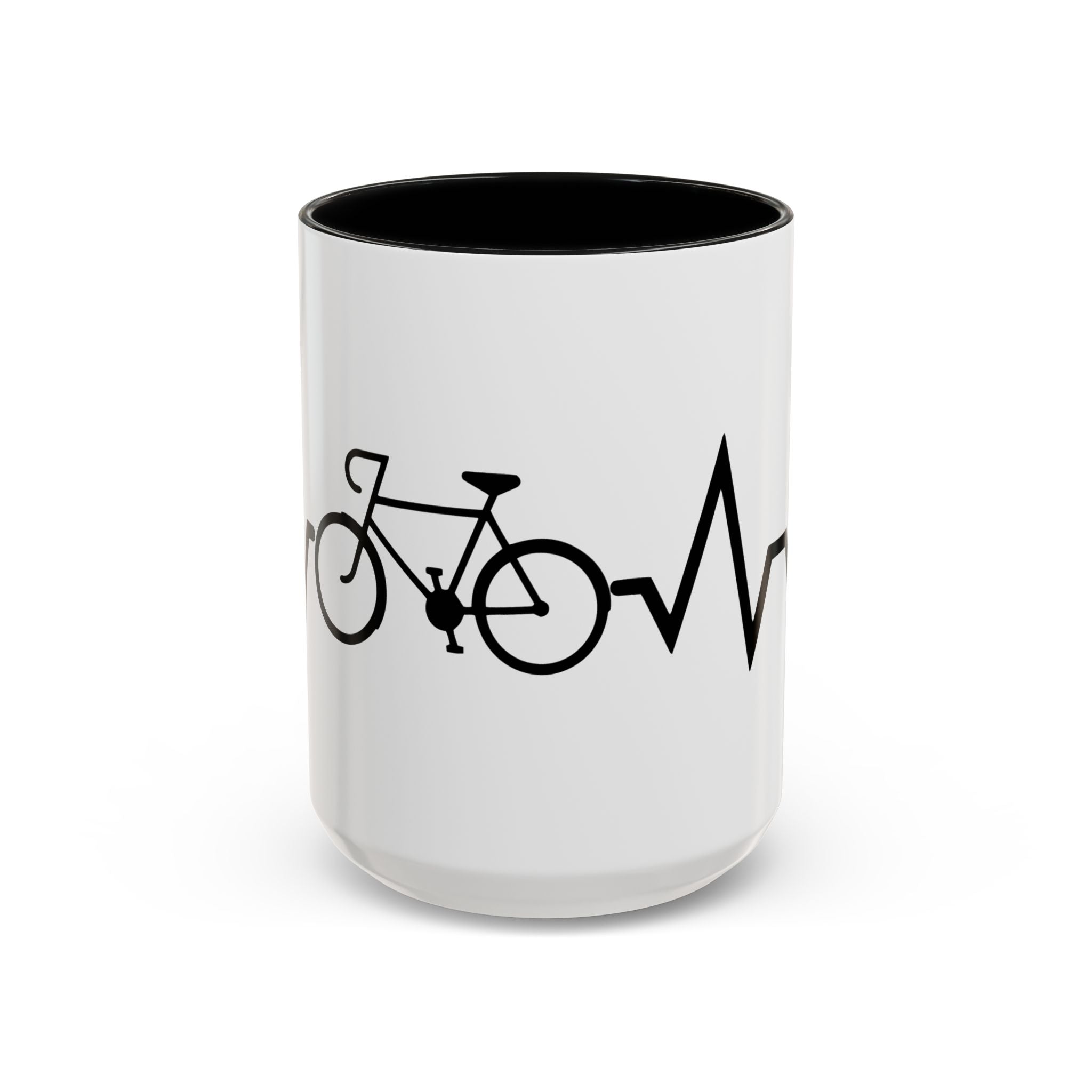 Cycling Lifeline Coffee Mug – 11oz & 15oz Bicycle Heartbeat Design, Colorful Interior