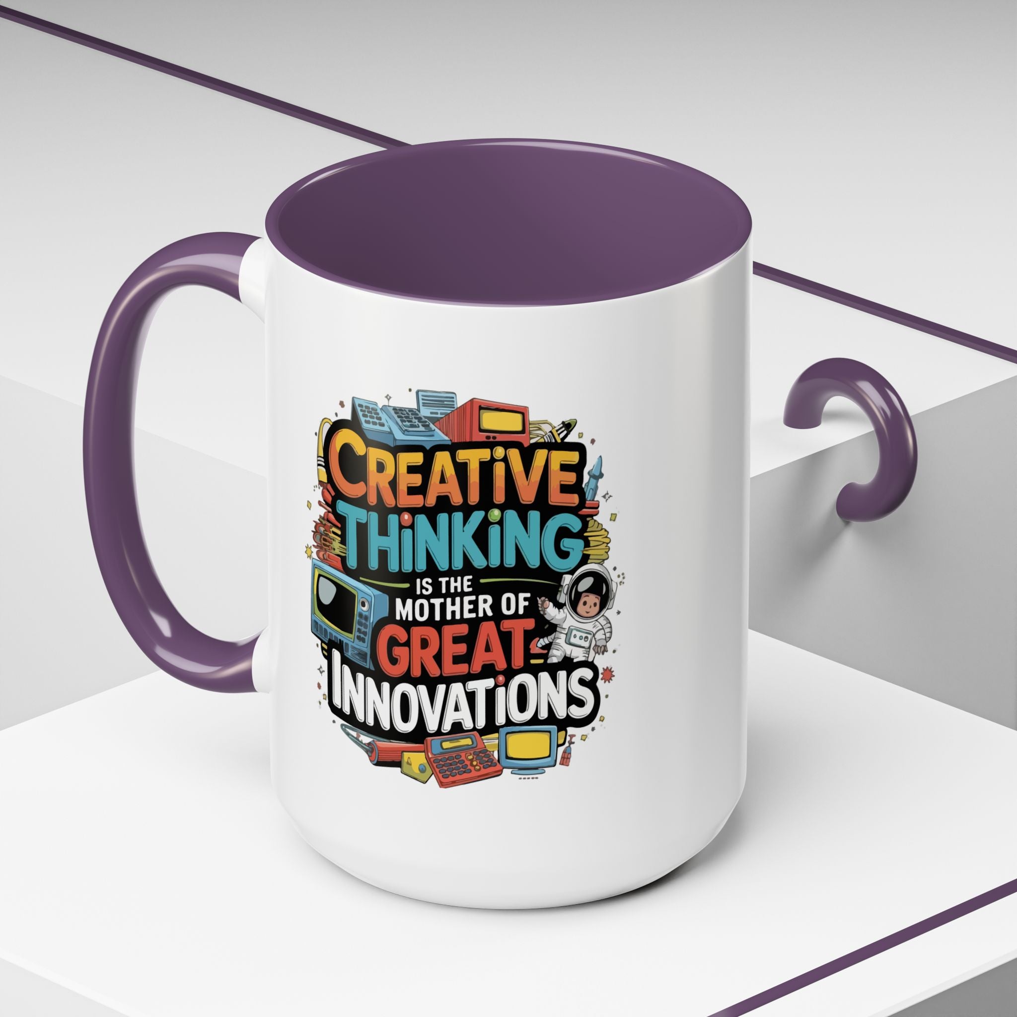 Creative Thinking Coffee Mug – 11oz Inspirational Quote, Colorful Interior