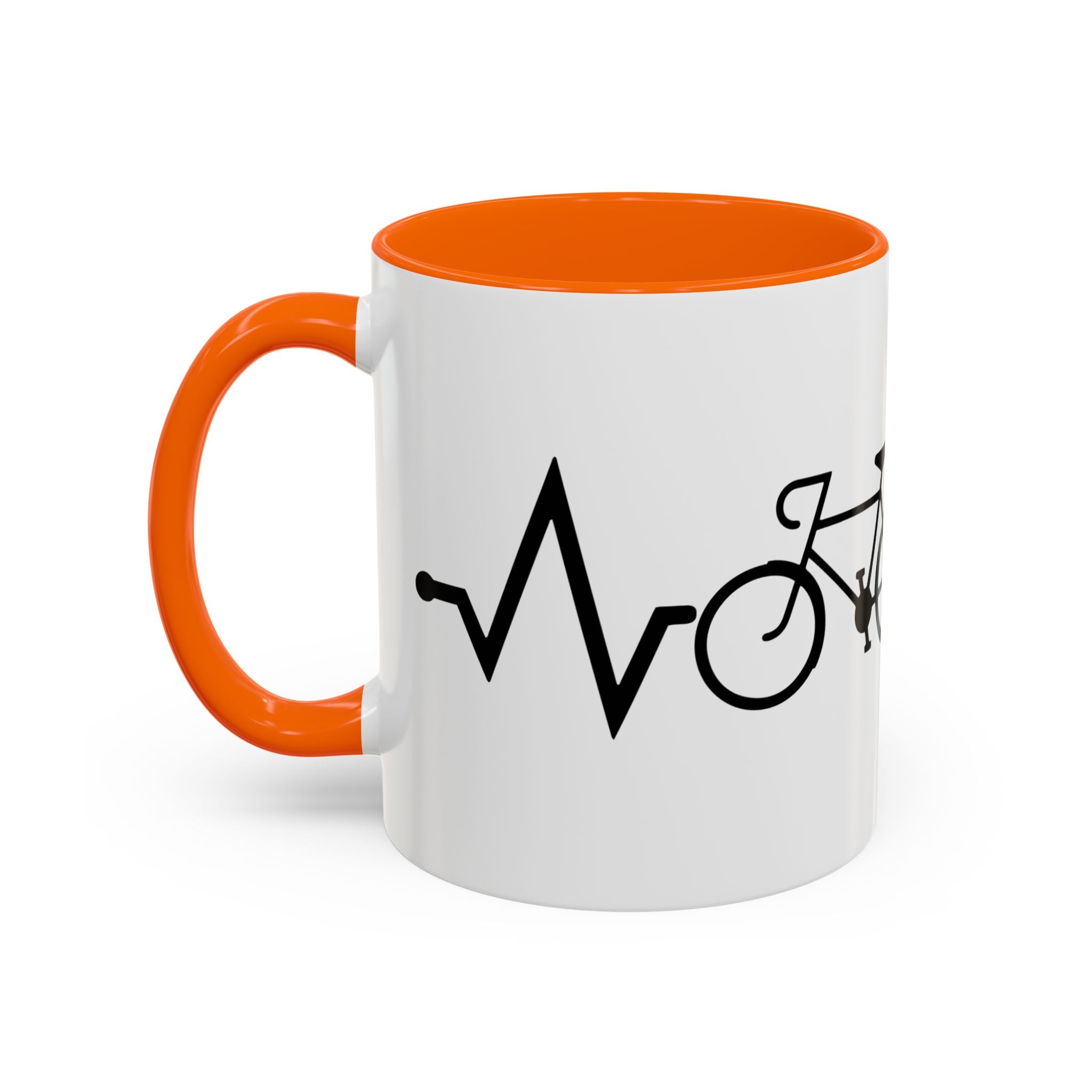 Cycling Lifeline Coffee Mug – 11oz & 15oz Bicycle Heartbeat Design, Colorful Interior