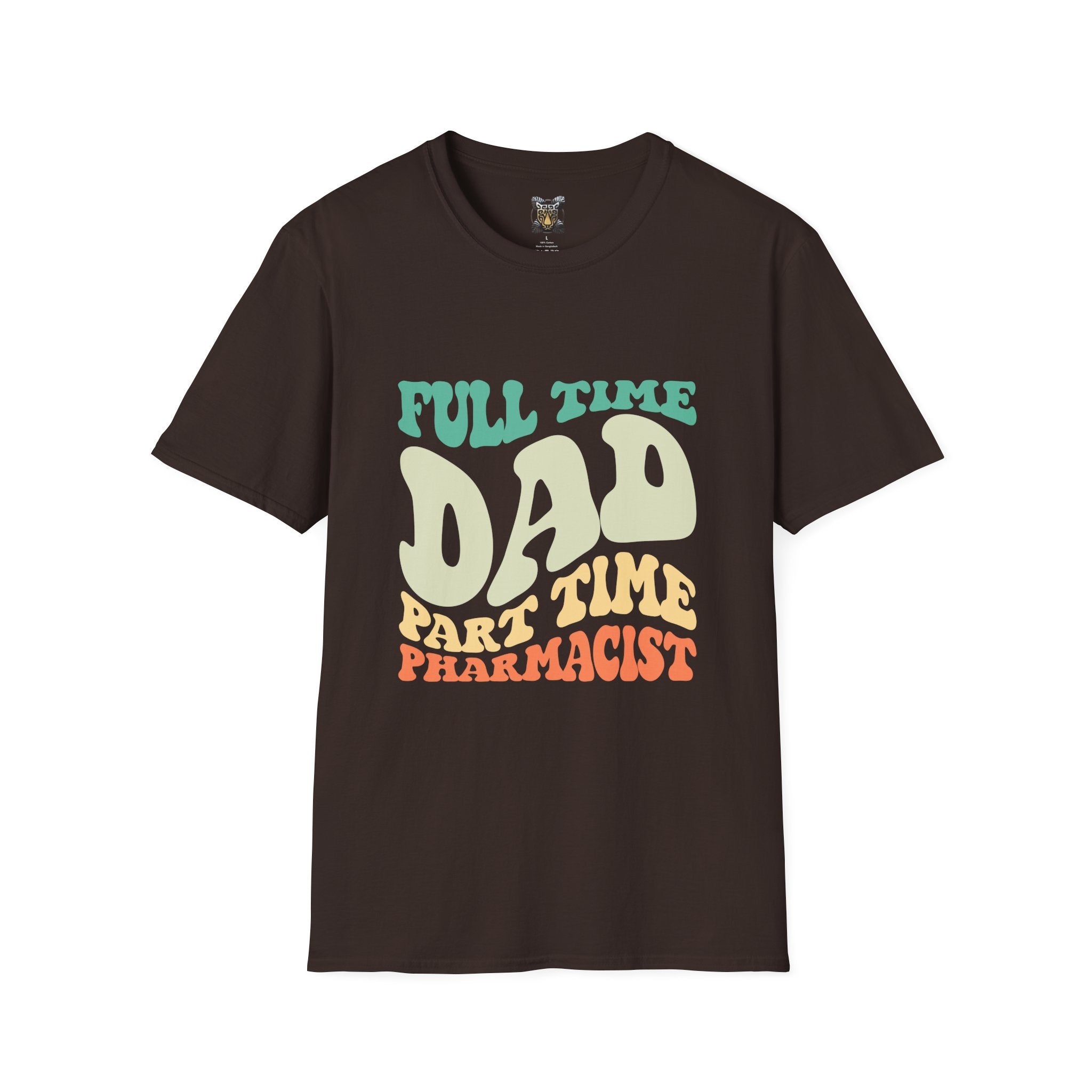 Funny Dad T-Shirt – “Full-Time Dad, Part-Time Pharmacist” Gift for Fathers, Healthcare Workers, and Pharmacy Lovers