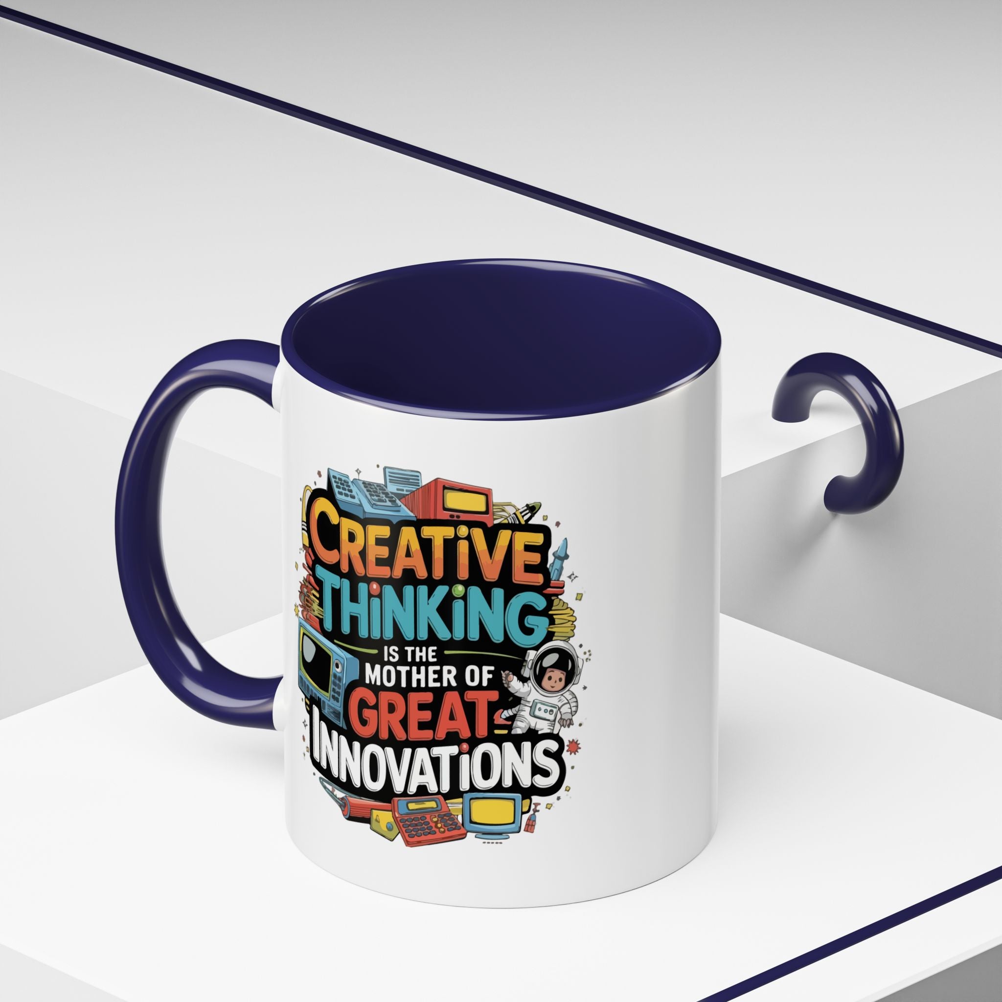 Creative Thinking Coffee Mug – 11oz Inspirational Quote, Colorful Interior