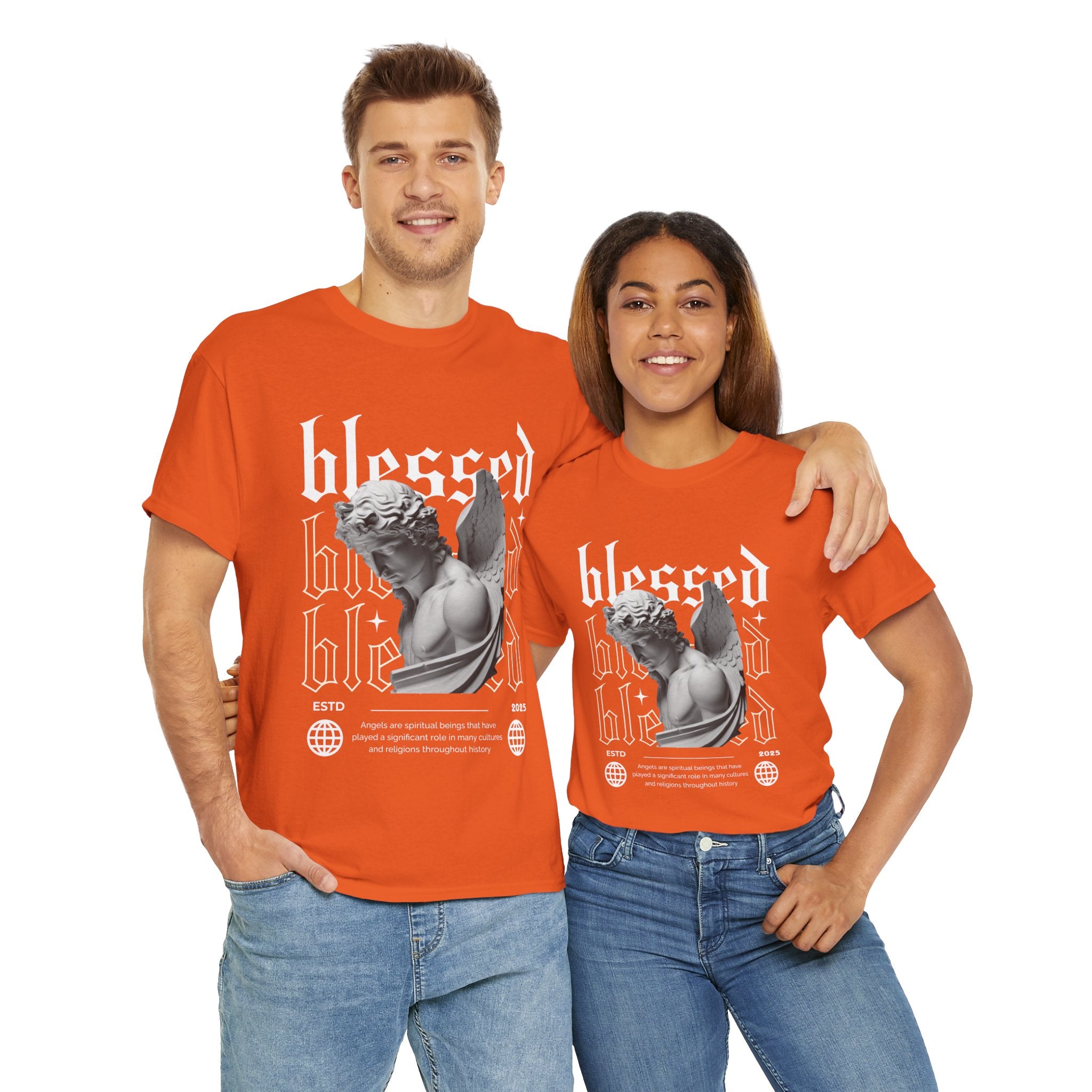 Blessed Guardian: Serene Angelic Sculpture Streetwear