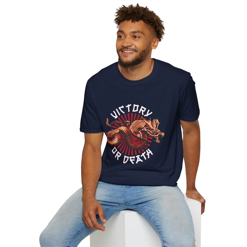 Victory or Death T-Shirt – Epic Dragon & Rising Sun Design for Fantasy, Samurai, and Warrior Fans