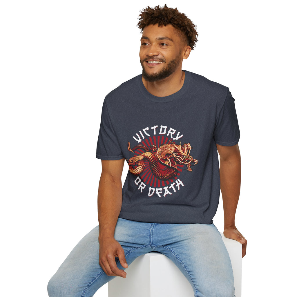 Victory or Death T-Shirt – Epic Dragon & Rising Sun Design for Fantasy, Samurai, and Warrior Fans