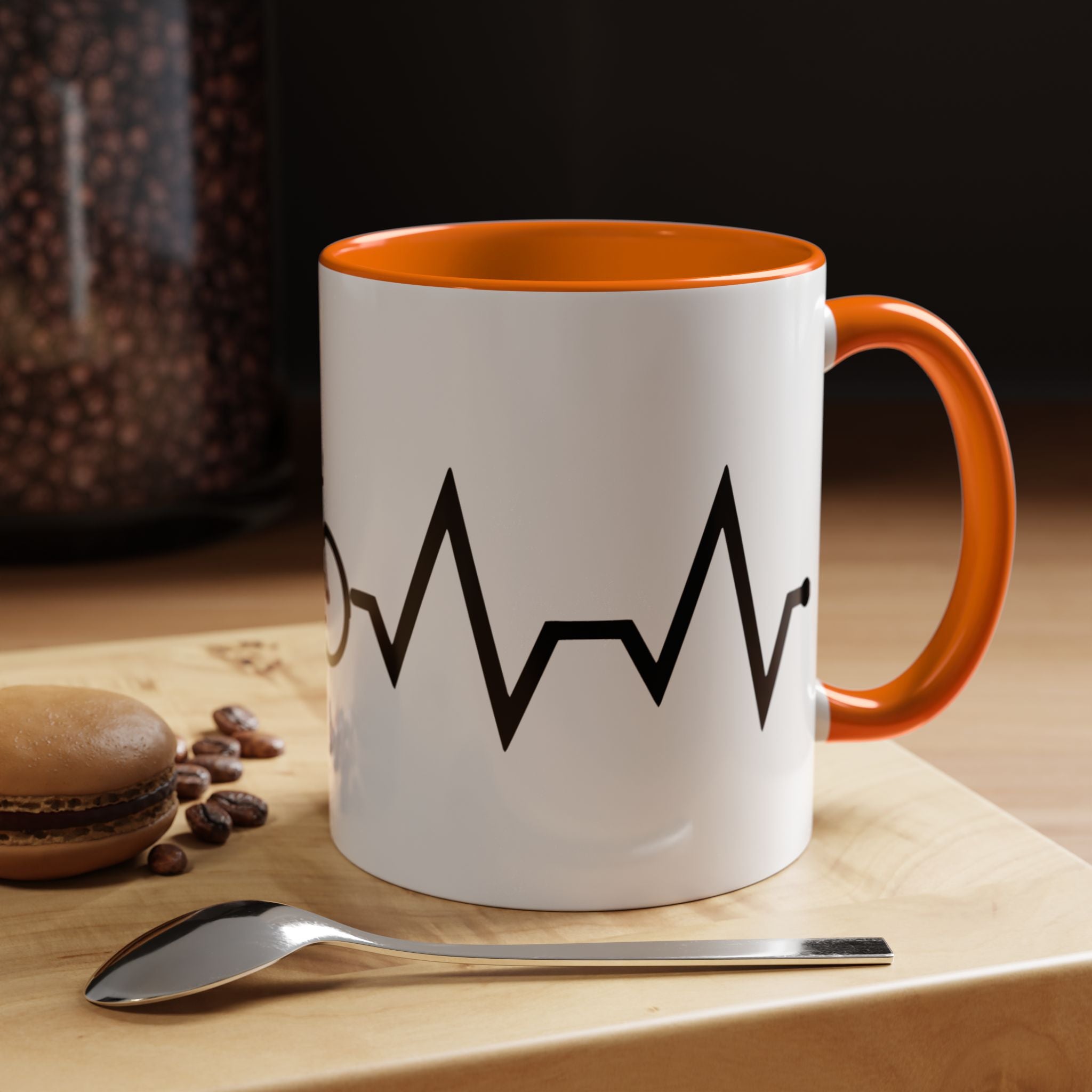 Cycling Lifeline Coffee Mug – 11oz & 15oz Bicycle Heartbeat Design, Colorful Interior