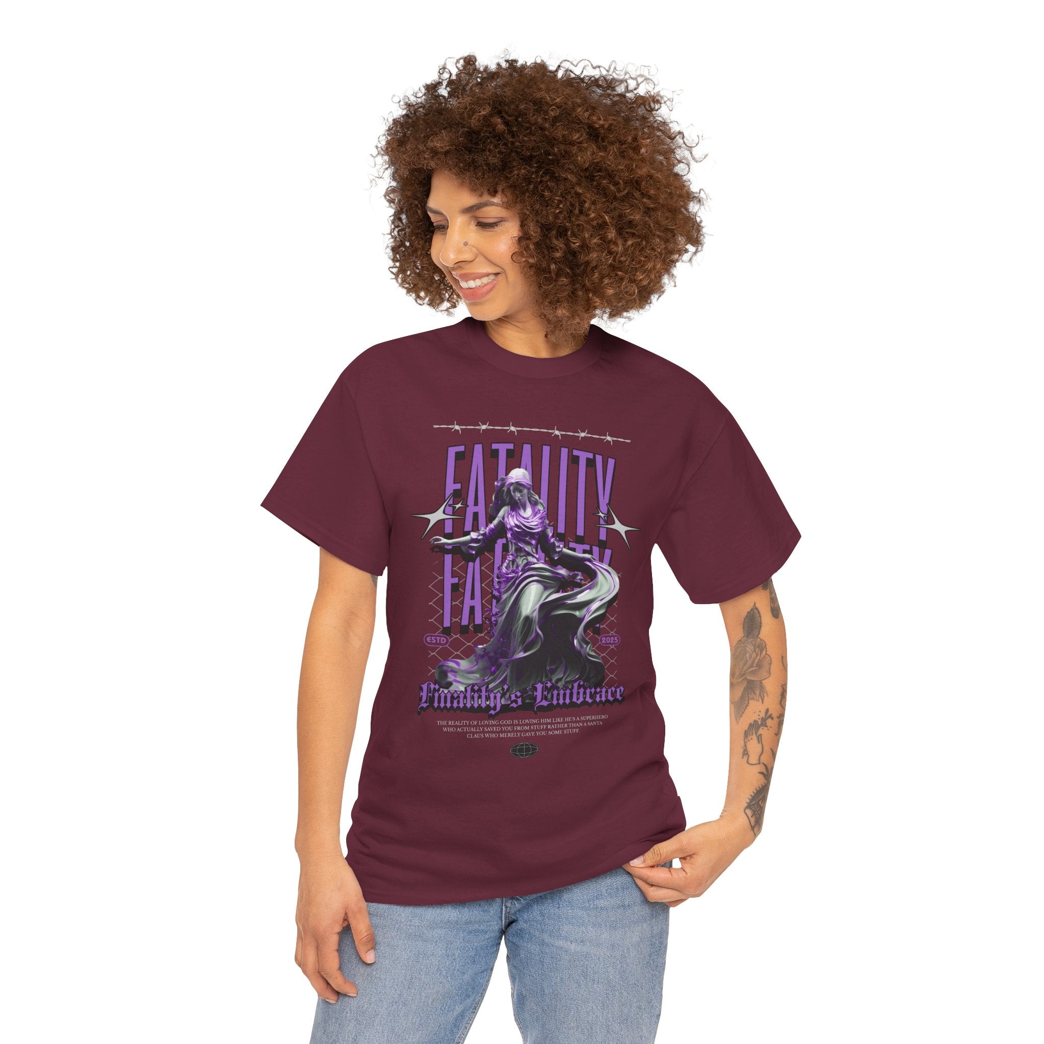 "Fatality's Embrace" Flowing Violet Statue - Gothic Digital Art