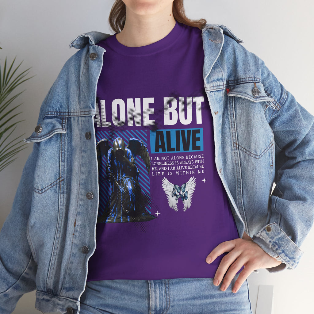 Alone but Alive" Dark Angel Statue with Blue Accents - Digital Art