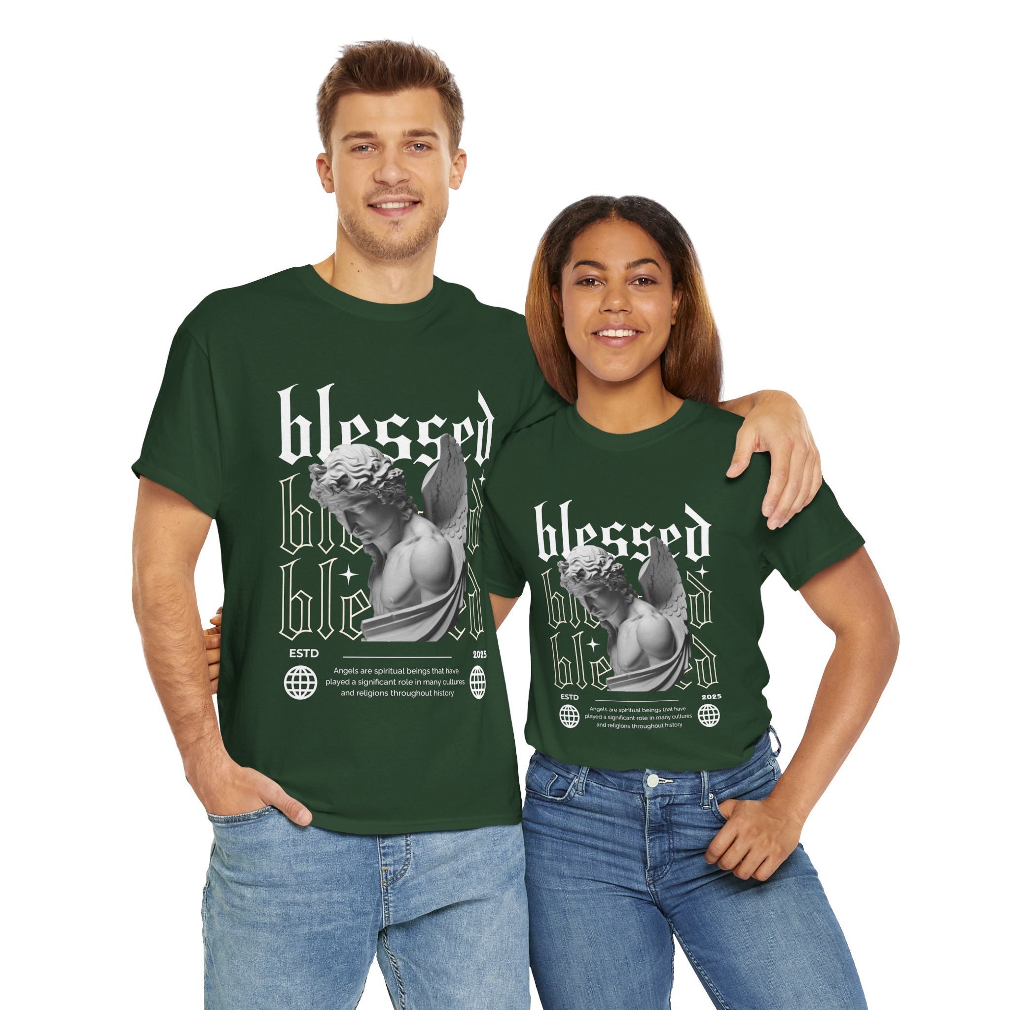 Blessed Guardian: Serene Angelic Sculpture Streetwear