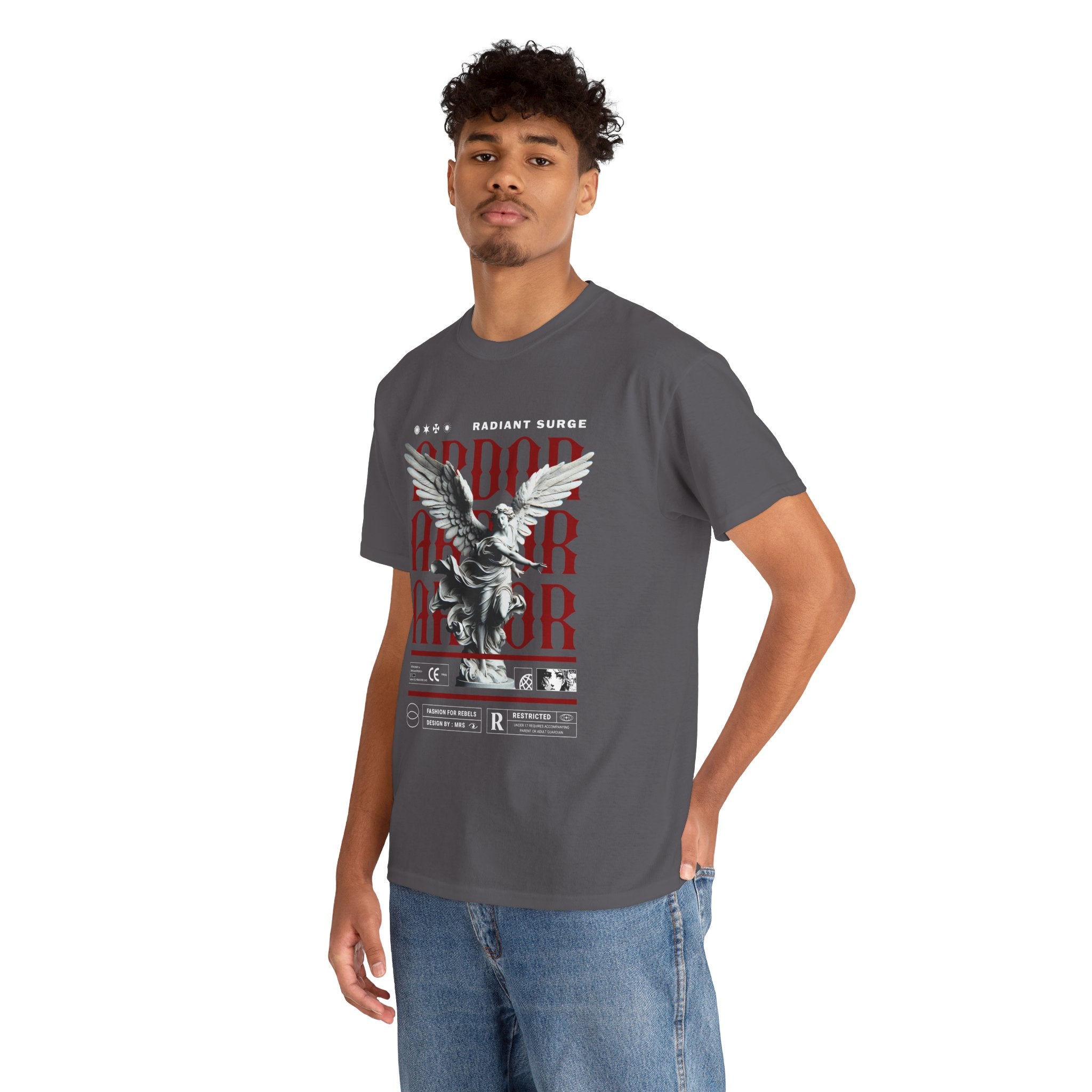 "Divine Angel" - Gothic Black & White T-Shirt Design