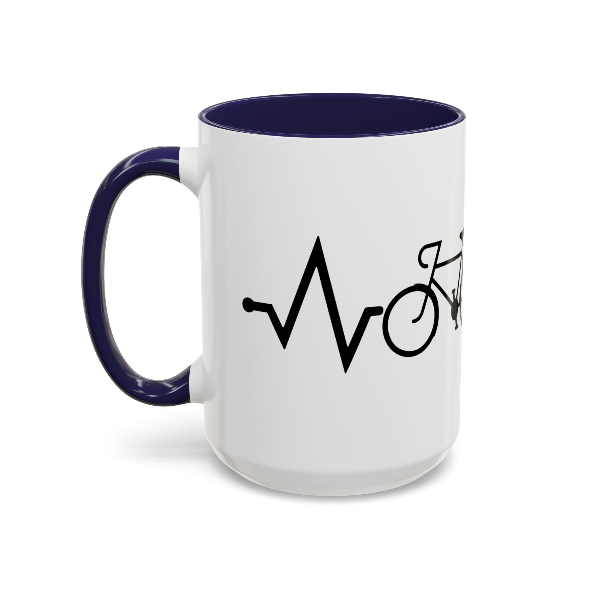Cycling Lifeline Coffee Mug – 11oz & 15oz Bicycle Heartbeat Design, Colorful Interior