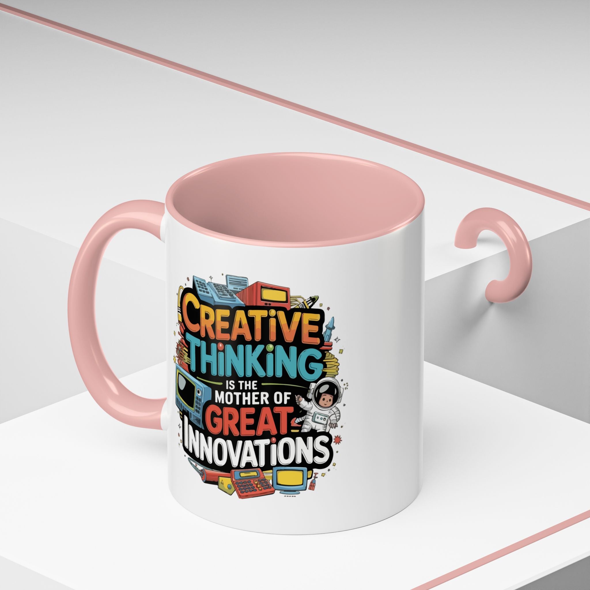 Creative Thinking Coffee Mug – 11oz Inspirational Quote, Colorful Interior