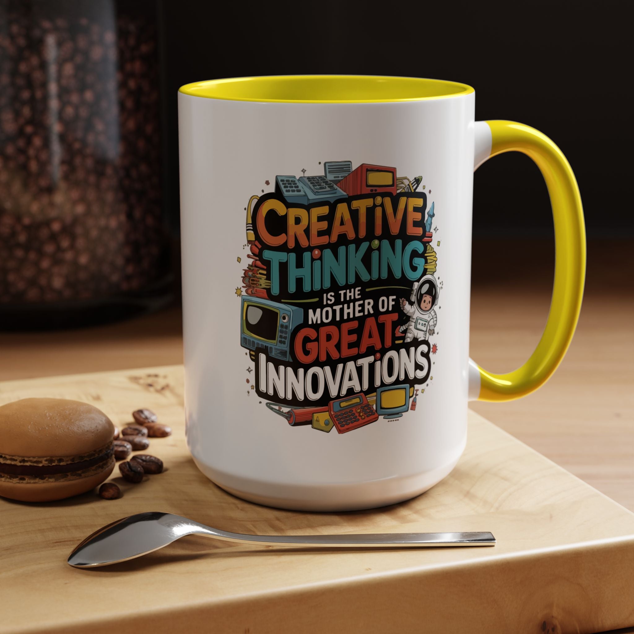 Creative Thinking Coffee Mug – 11oz Inspirational Quote, Colorful Interior