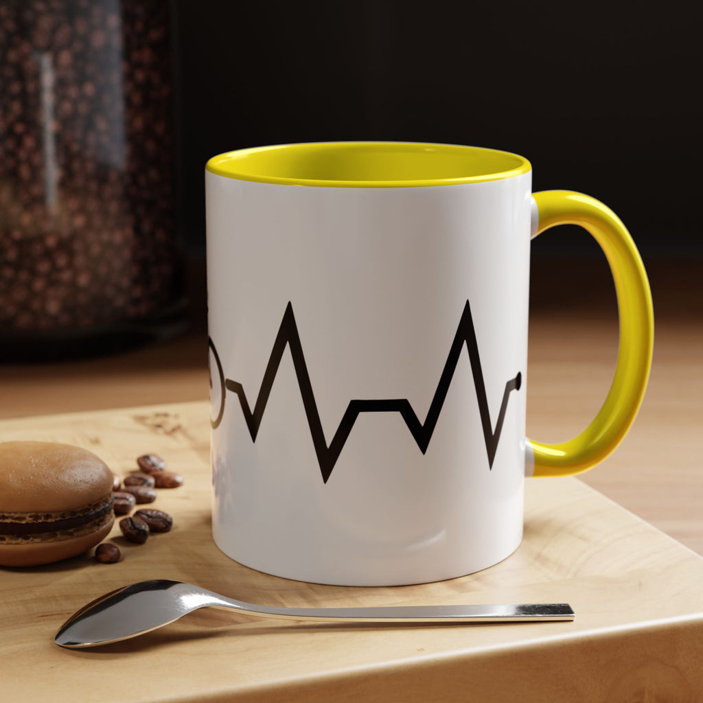Cycling Lifeline Coffee Mug – 11oz & 15oz Bicycle Heartbeat Design, Colorful Interior