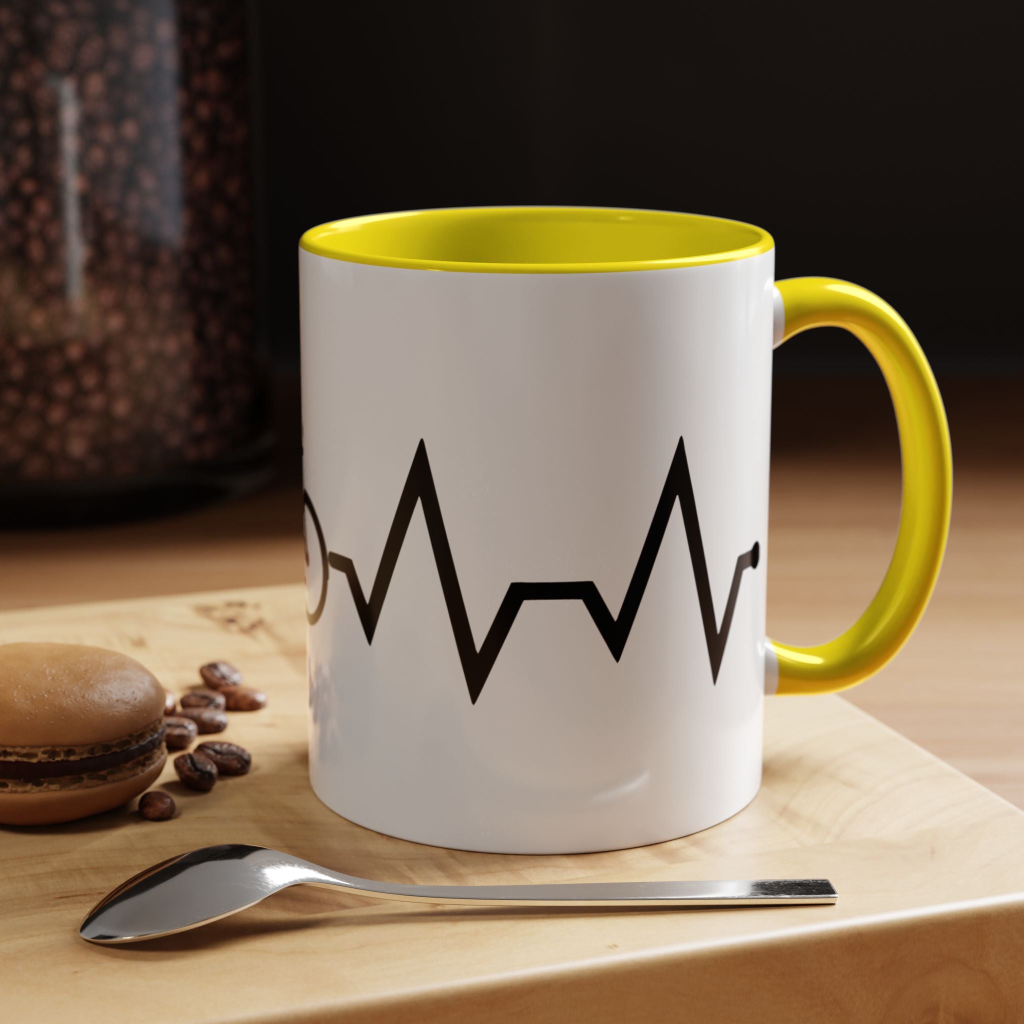 Cycling Lifeline Coffee Mug – 11oz & 15oz Bicycle Heartbeat Design, Colorful Interior