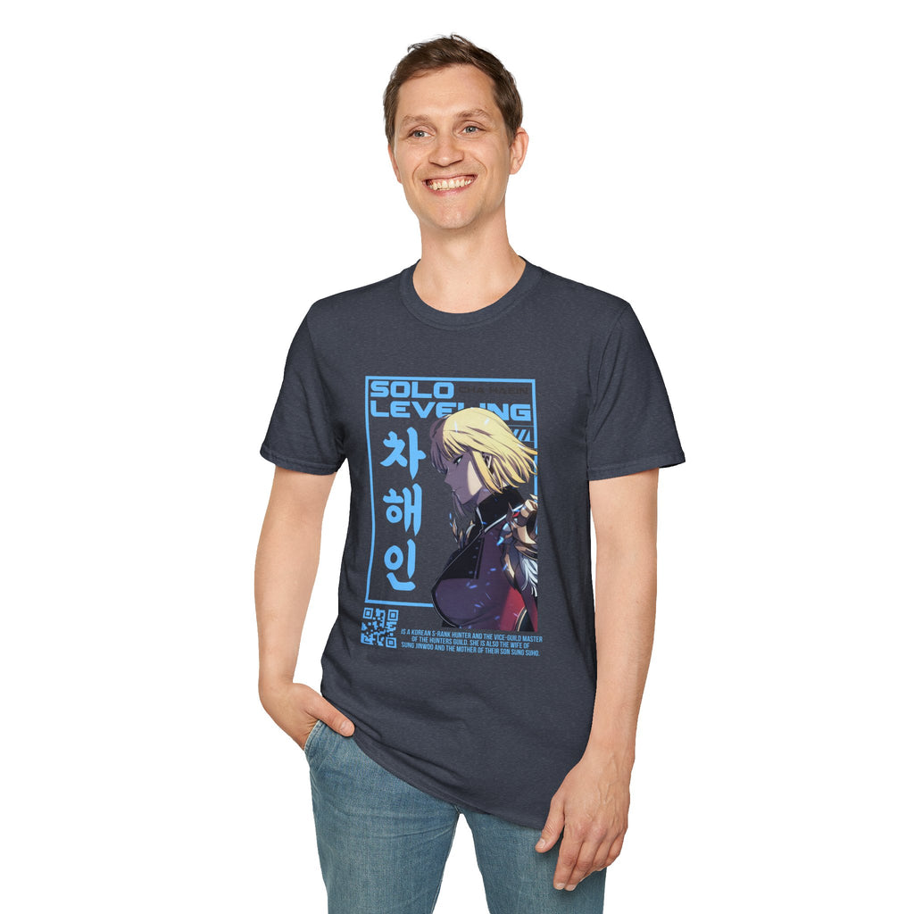Solo Leveling Cha Hae-In Anime T-Shirt – Black Graphic Tee for Fans