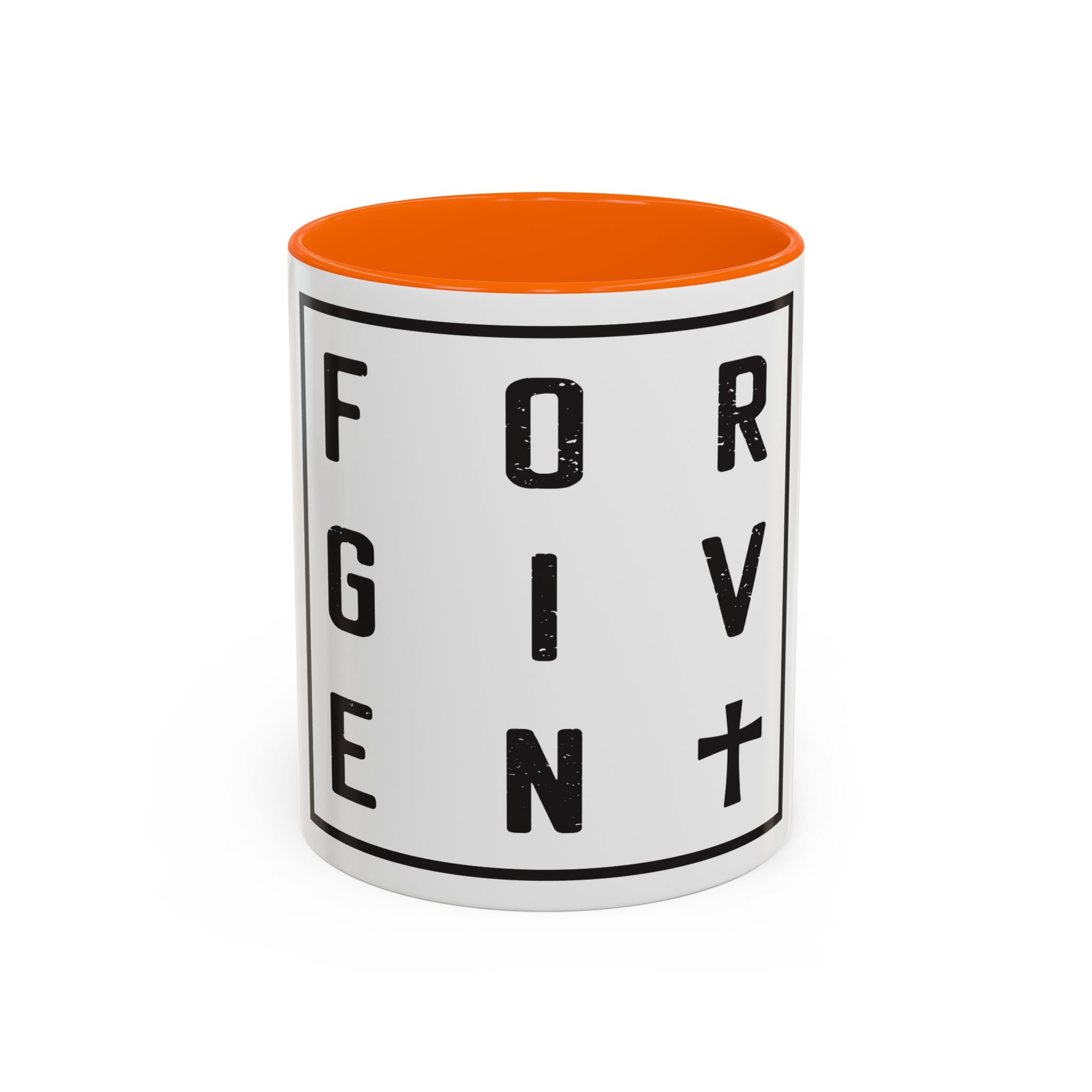 Faith-Inspired Coffee Mug – 11oz & 15oz Forgiven Cross Design, Colorful Interior