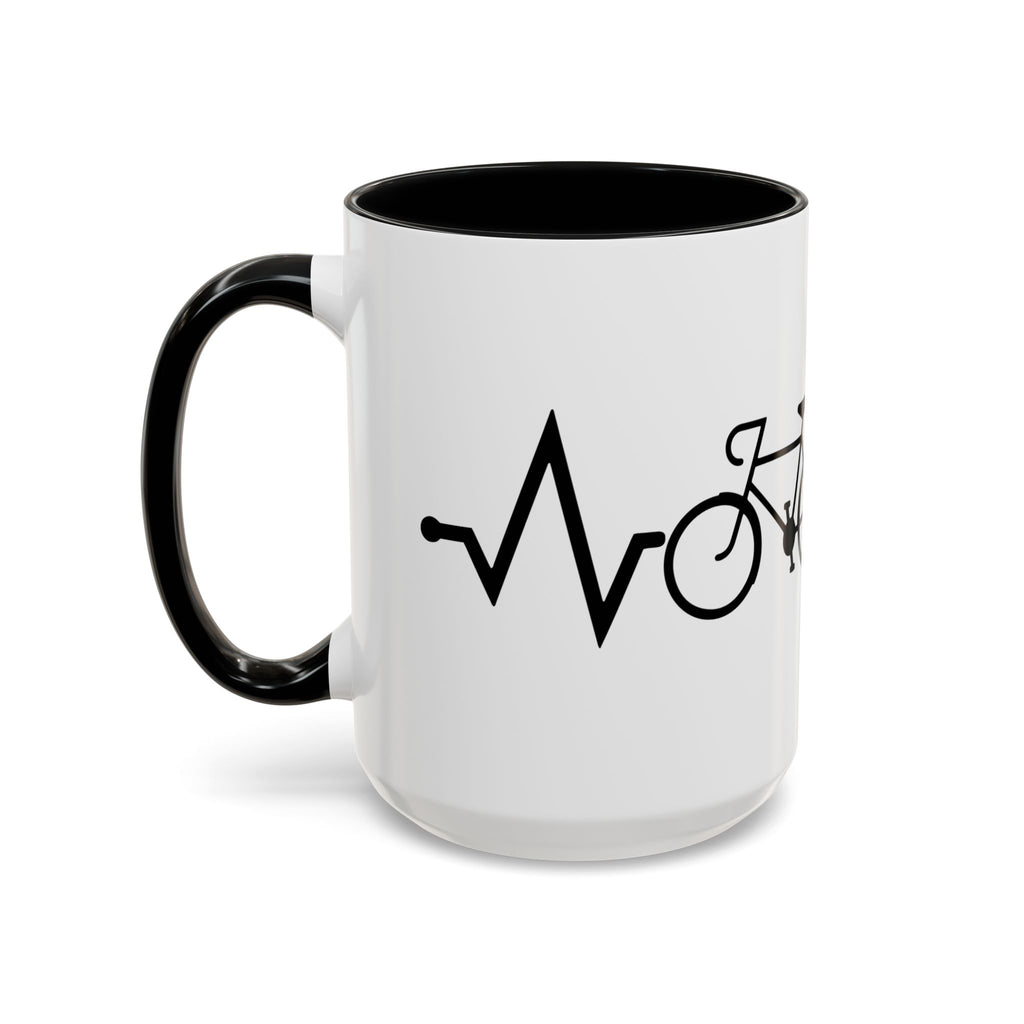 Cycling Lifeline Coffee Mug – 11oz & 15oz Bicycle Heartbeat Design, Colorful Interior