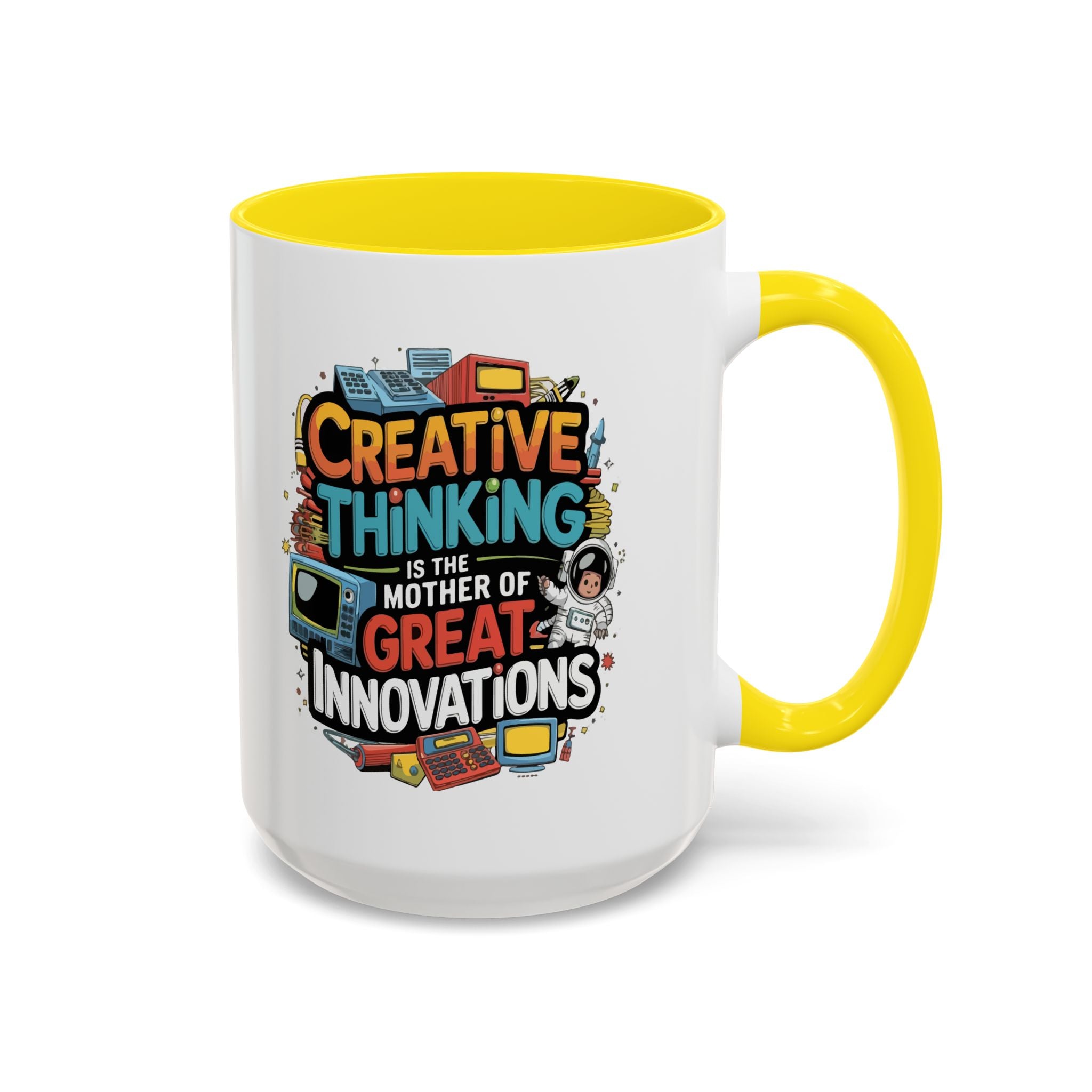 Creative Thinking Coffee Mug – 11oz Inspirational Quote, Colorful Interior