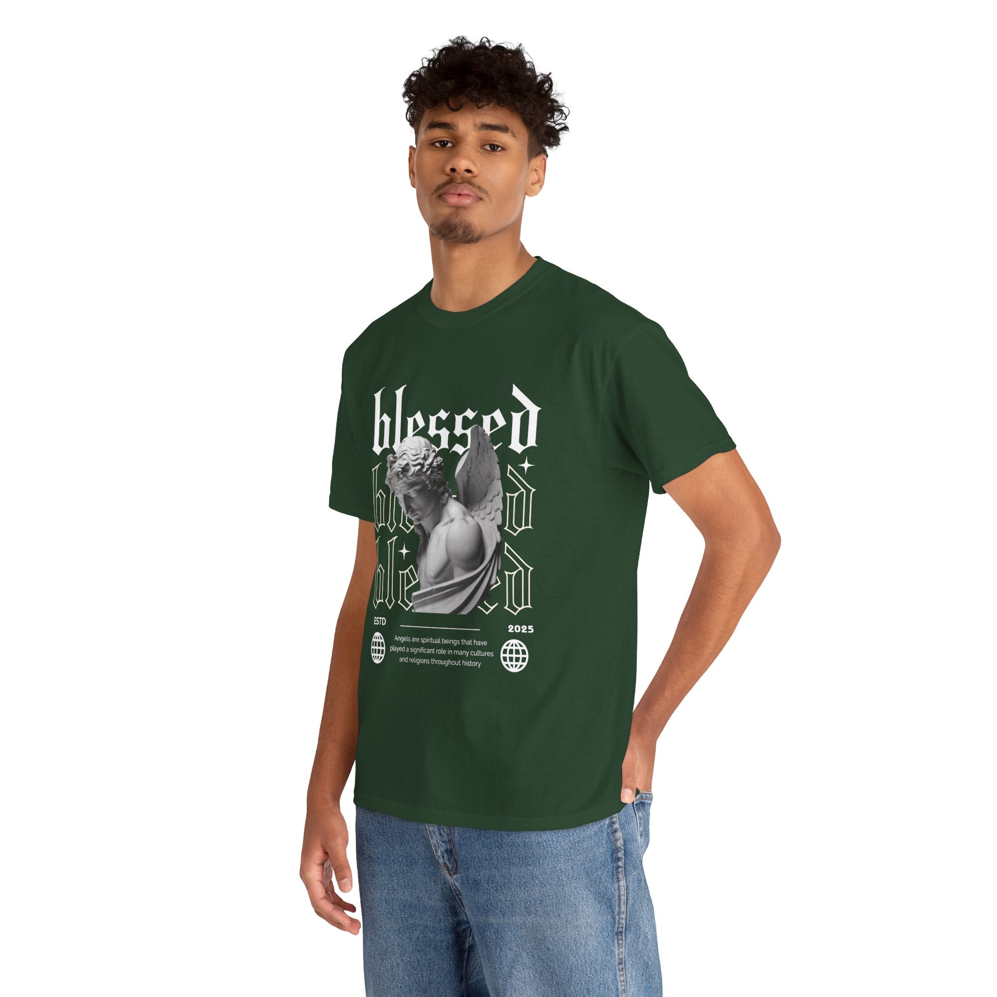 Blessed Guardian: Serene Angelic Sculpture Streetwear
