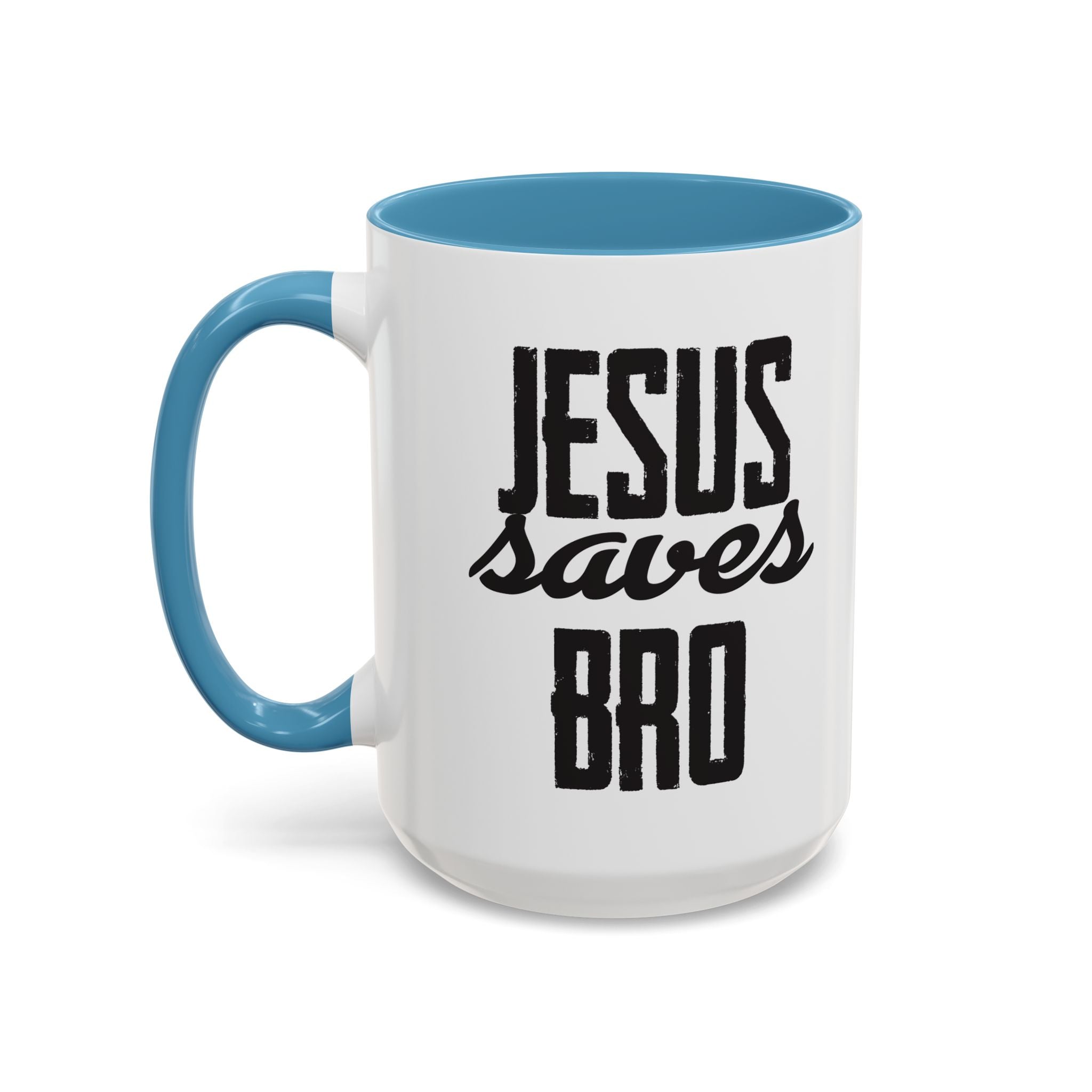 Christian Coffee Mug – 11oz & 15oz Jesus Saves Bro Quote, Colorful Interior