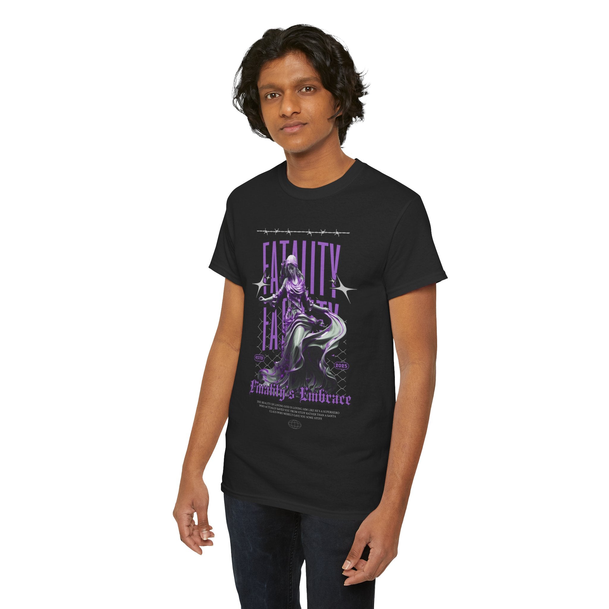 "Fatality's Embrace" Flowing Violet Statue - Gothic Digital Art